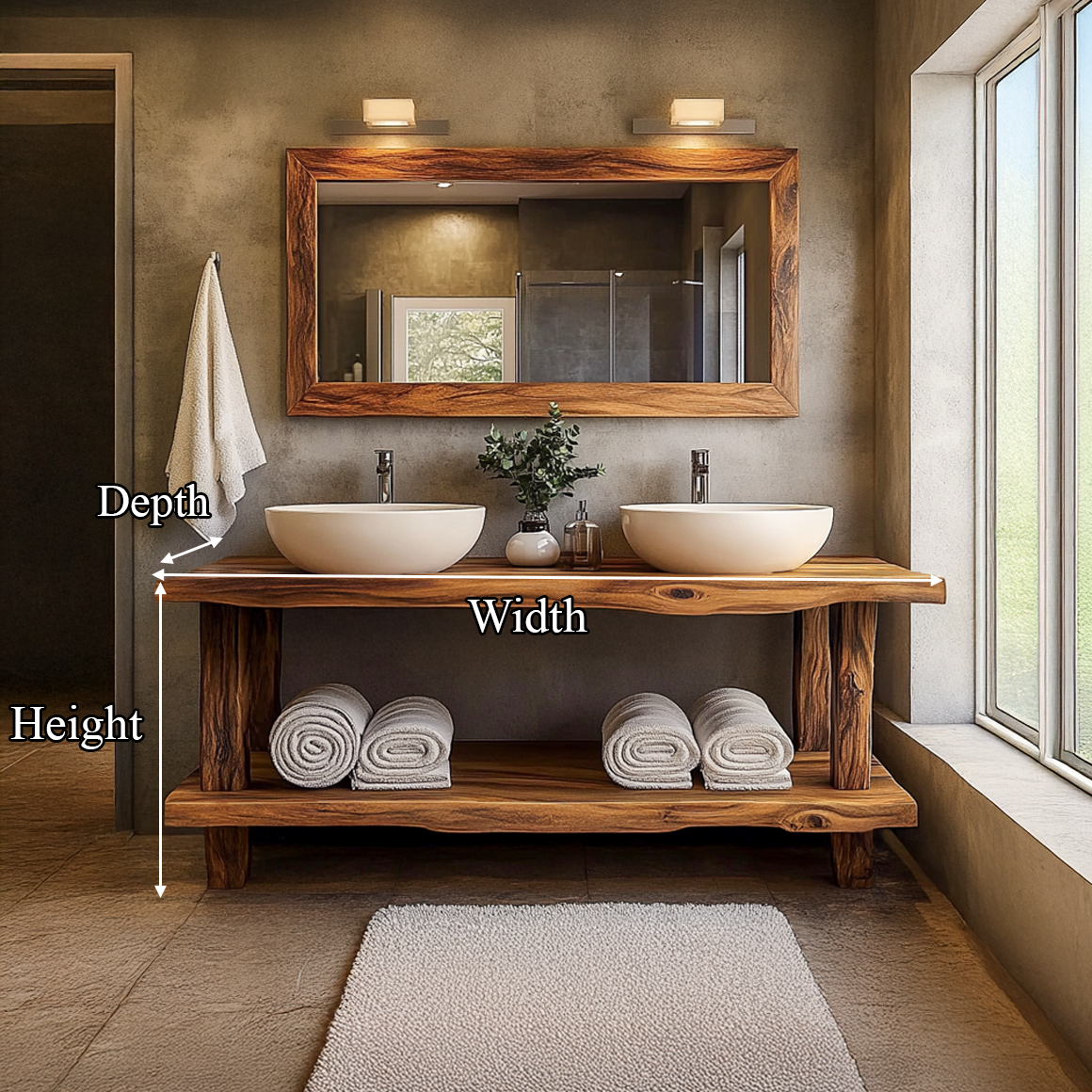 Mid Century Table Bathroom Vanity Natural Wood Bathroom SINLSABRV231