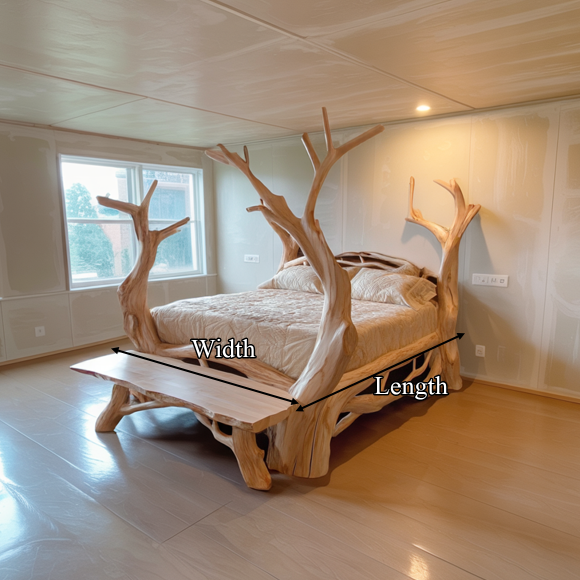 Rustic Organic Wood Bed Master Bedroom SINLSAWB081
