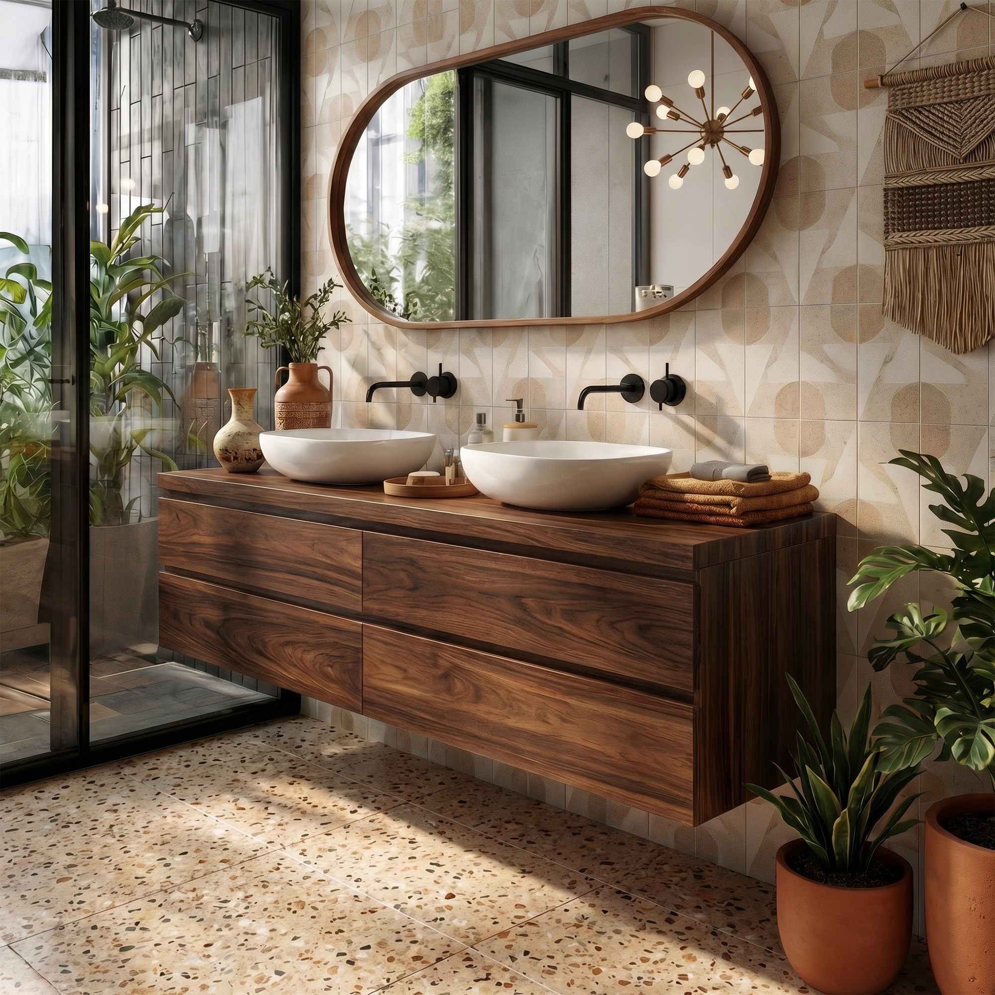 Rustic Bathroom Vanity Cabinet Natural Wood Wall Mounted Vanity SINLKIBRV203