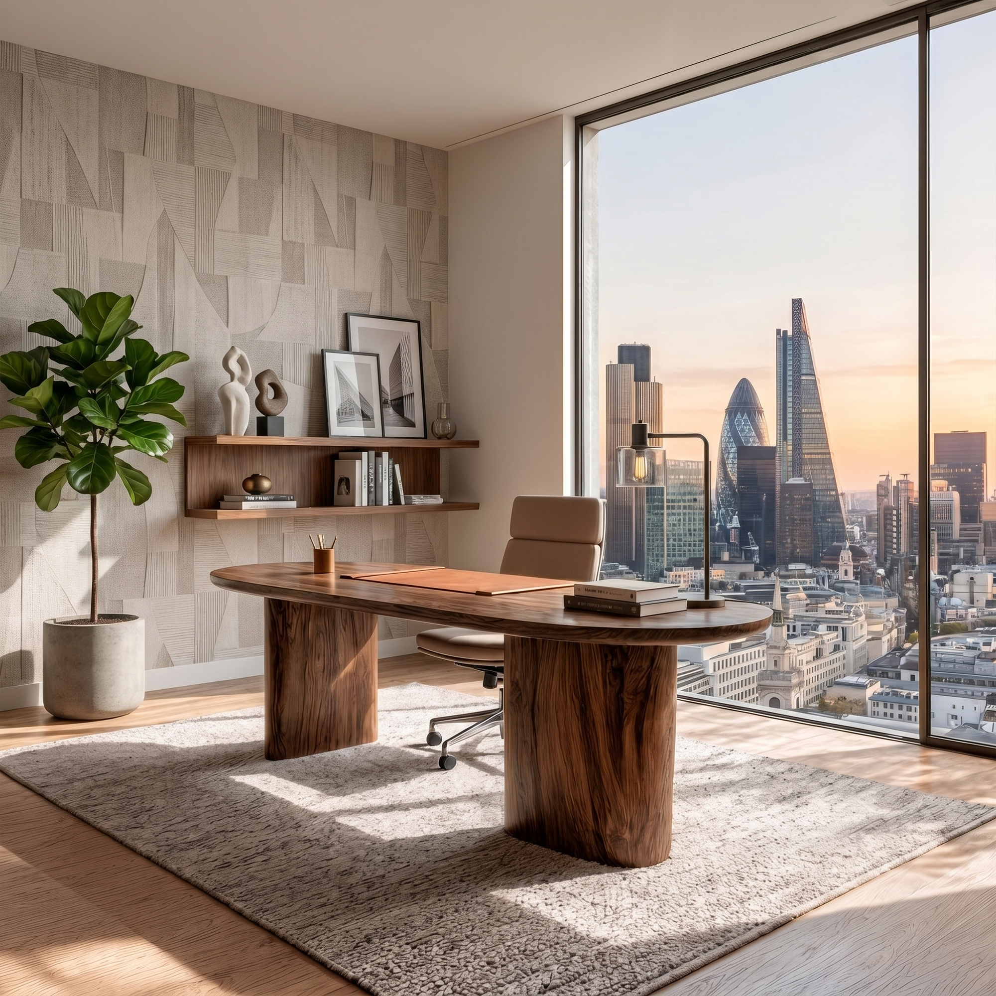 Organic Wooden Desk With Unique Sculptural Design For Living Room SINLKIDK107