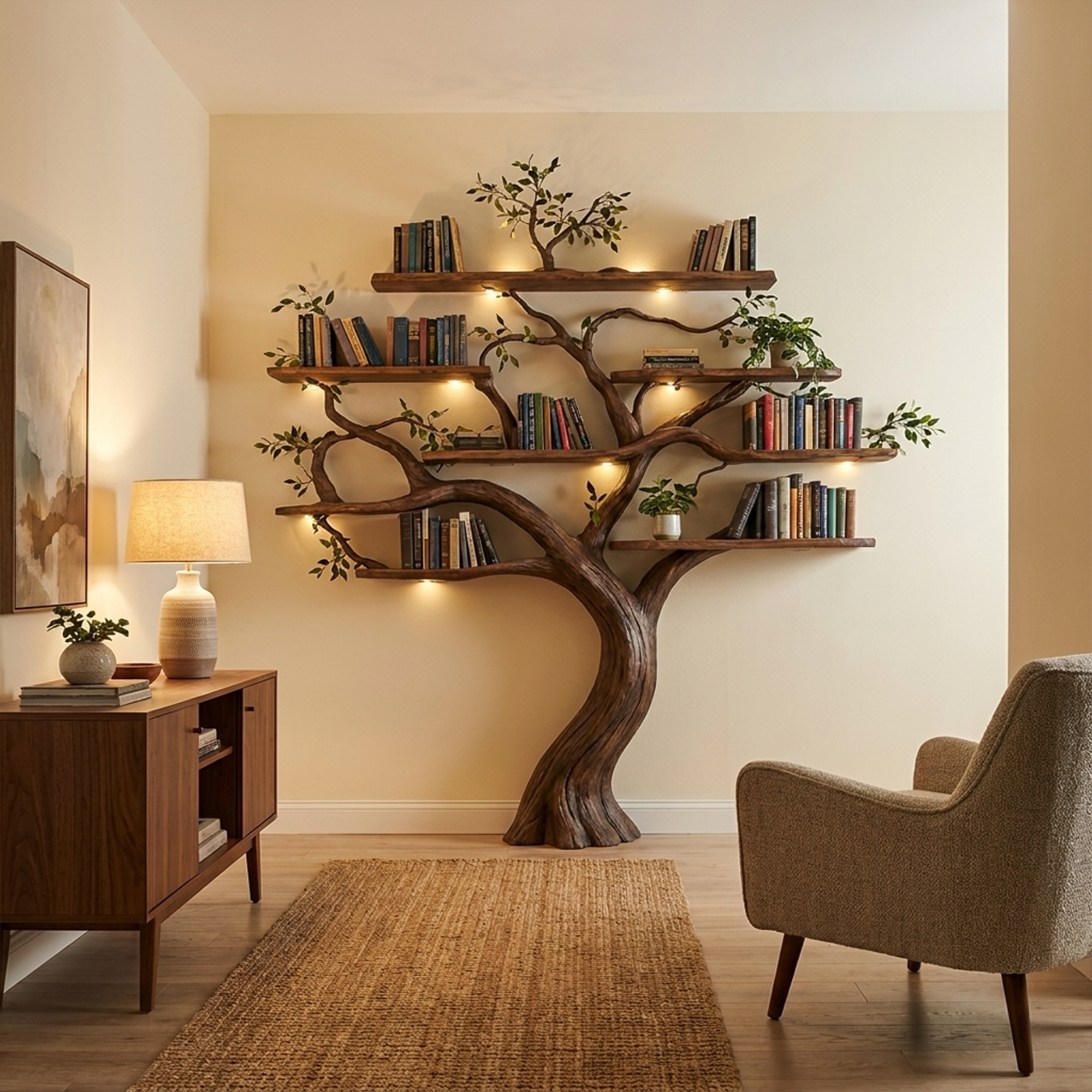 Organic Modern Large Tree Bookshelf For Home SINLKITB675