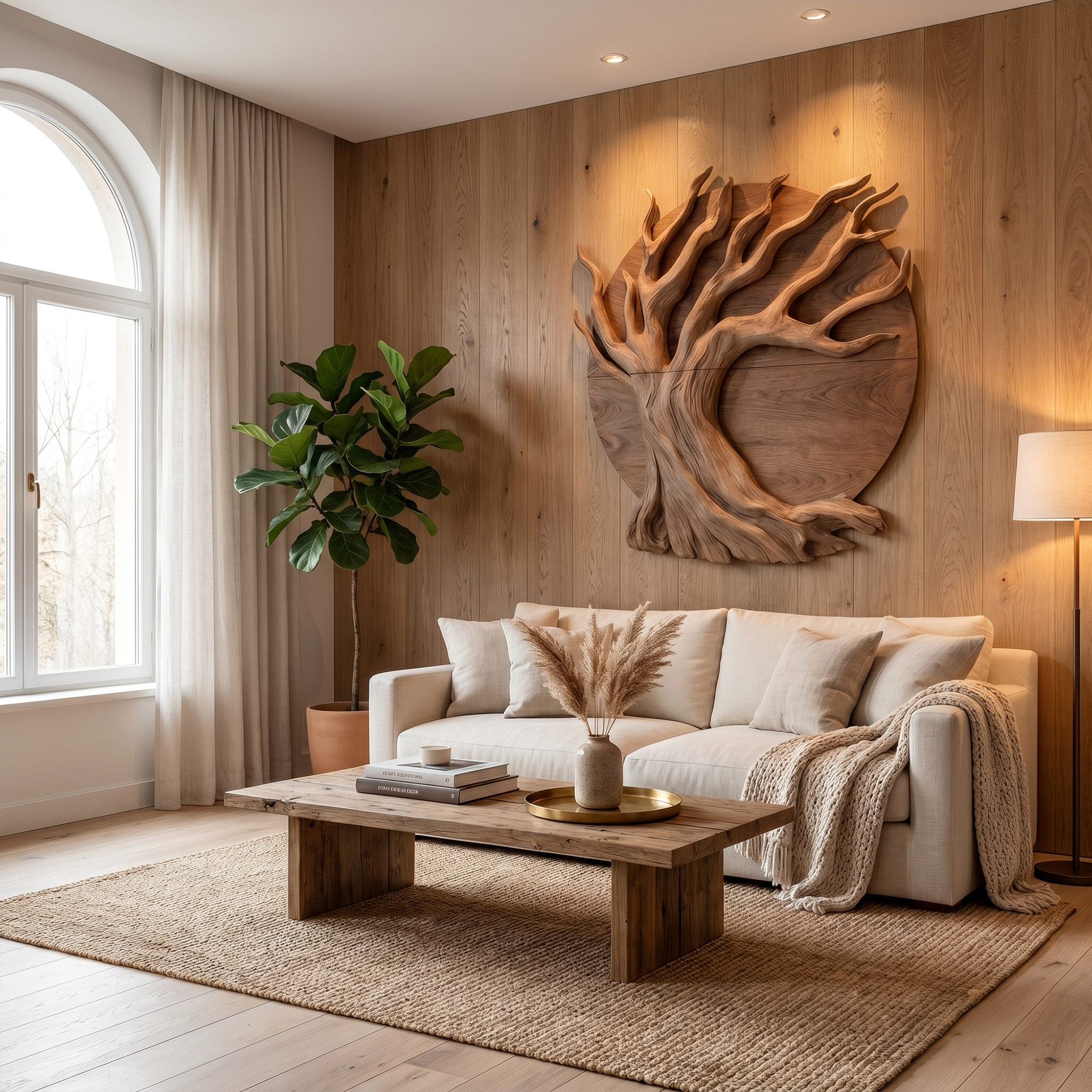 Sculptural Tree Wall Decor With Organic Circular Design For Home Interior SINLKIWD107
