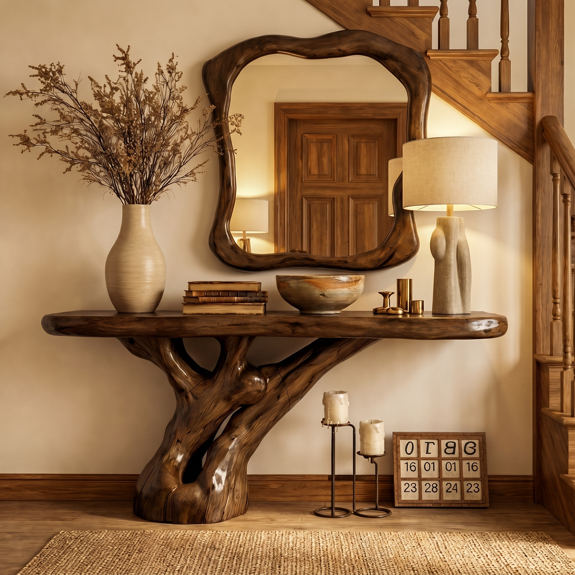 Rustic Tree Root Console Table For Entryway And Living Room SINLKICS570