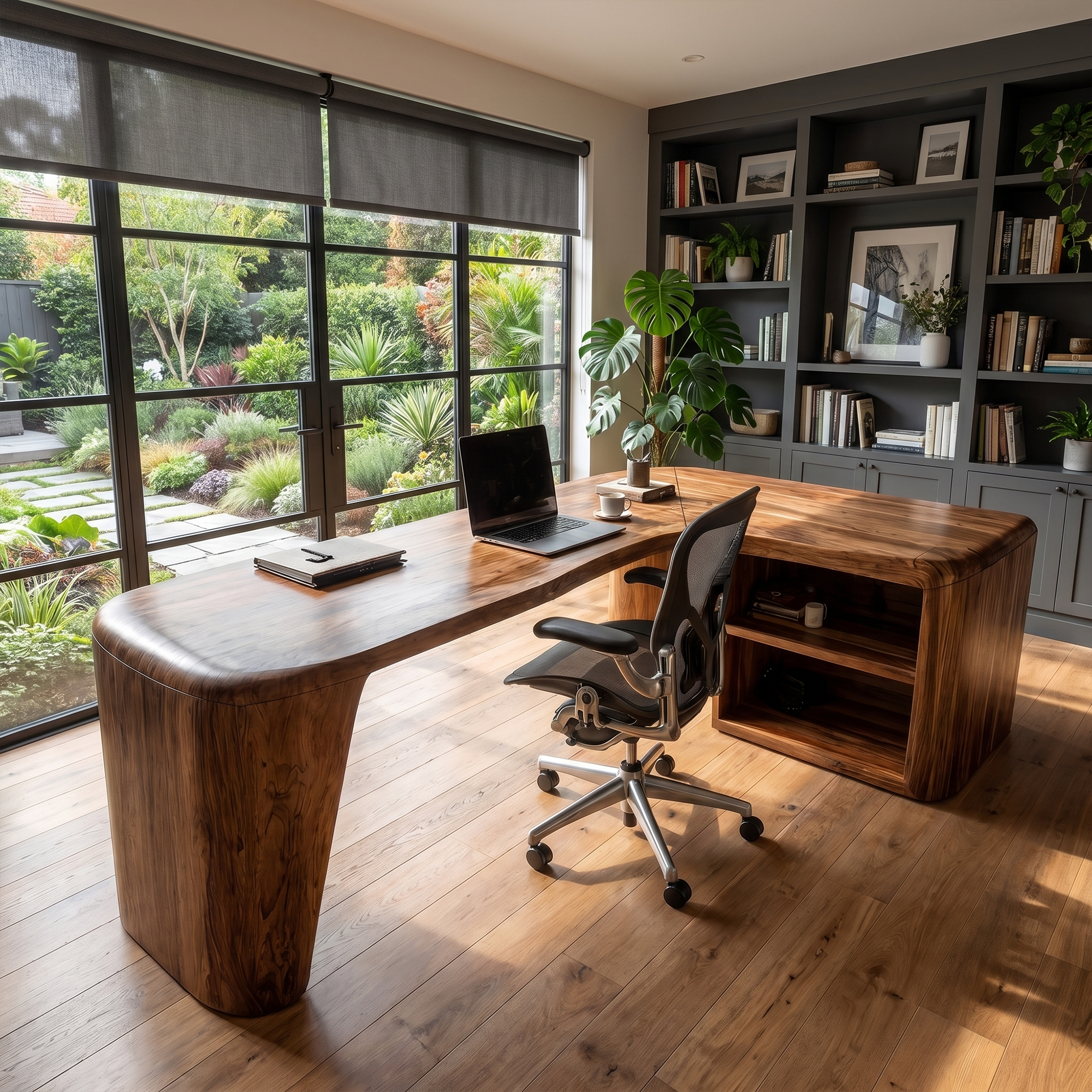 Organic Corner Desk Handcrafted Wood Design For Home Office SINLKIDK144