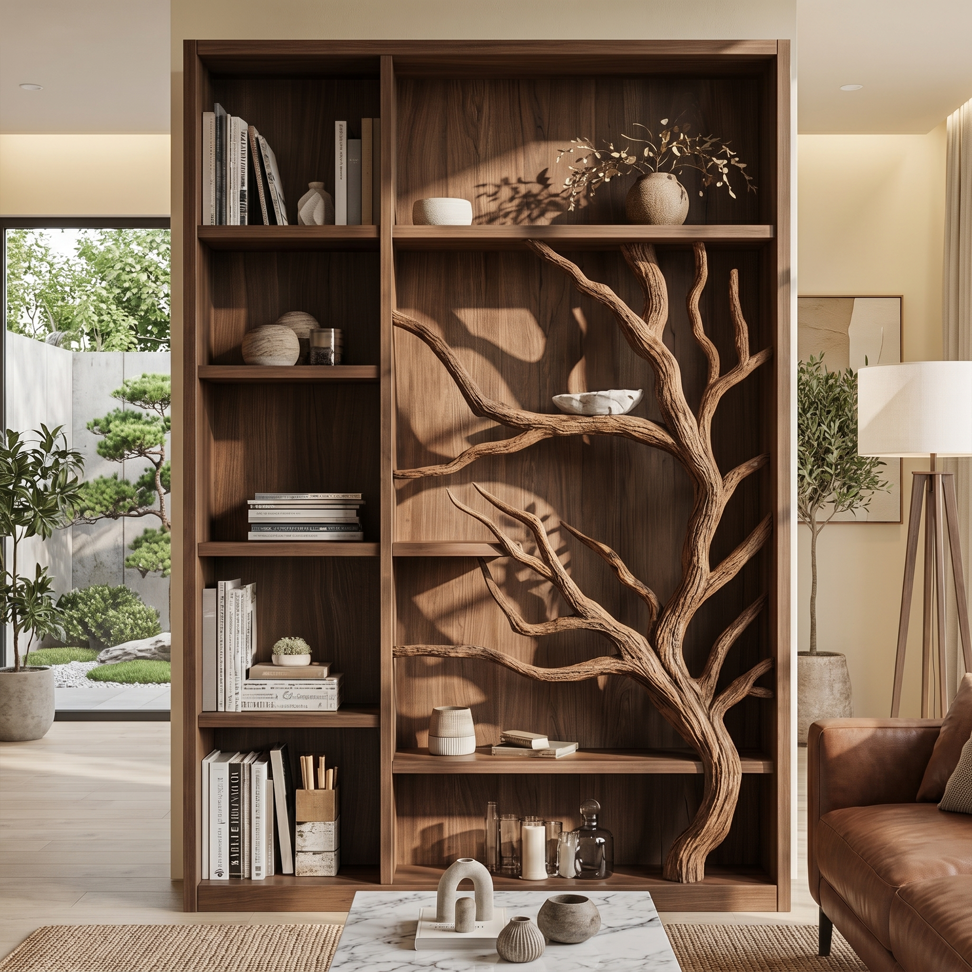 Tree Bookcase Cabinet With Open Display Shelves For Living Room And Study SINLKISC537