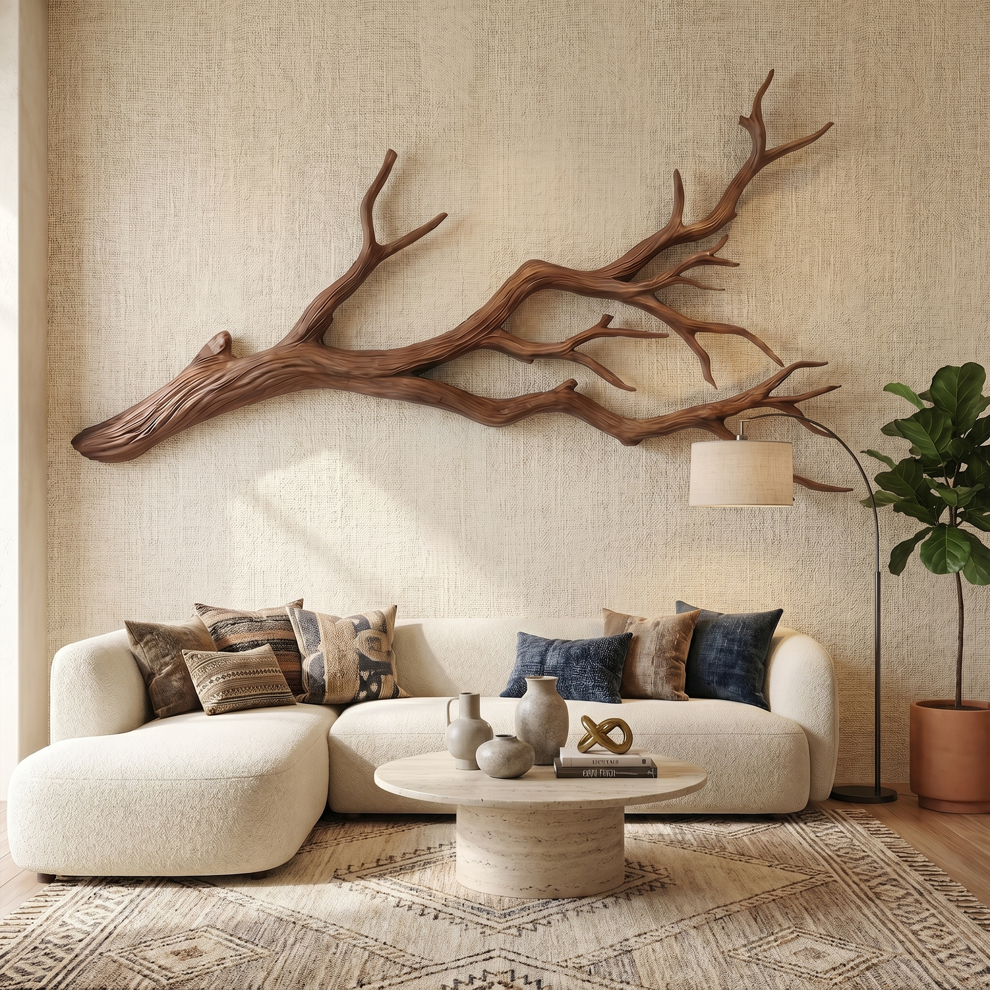 Flowing Organic Wood Branch Wall Sculpture Contemporary Decor SINLKIWD030