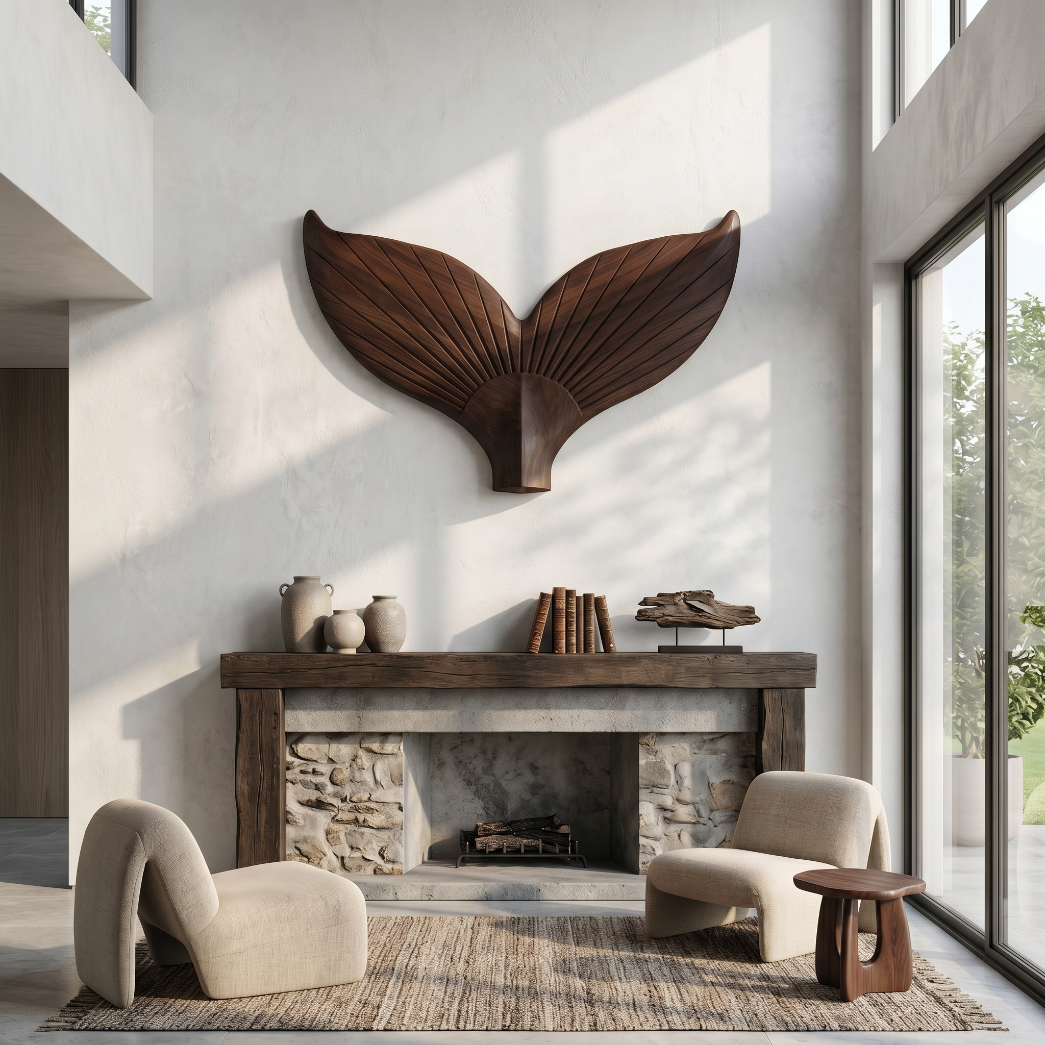 Angel Wings Wooden Wall Sculpture For Living Room And Entryway SINLSAWD092