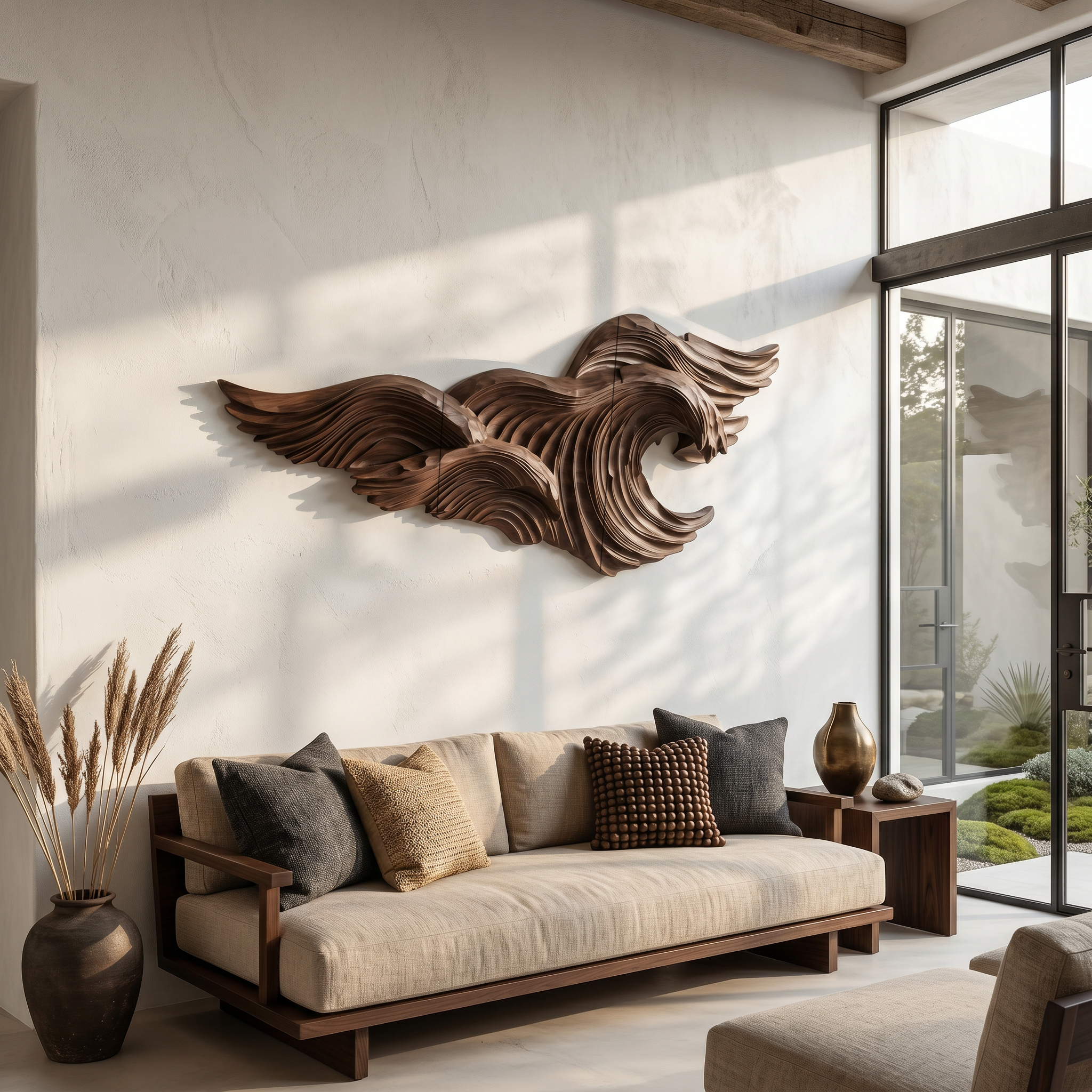 Abstract Wave Wall Art With Sculptural Flowing Design For Living Room And Entryway SINLSAWD097
