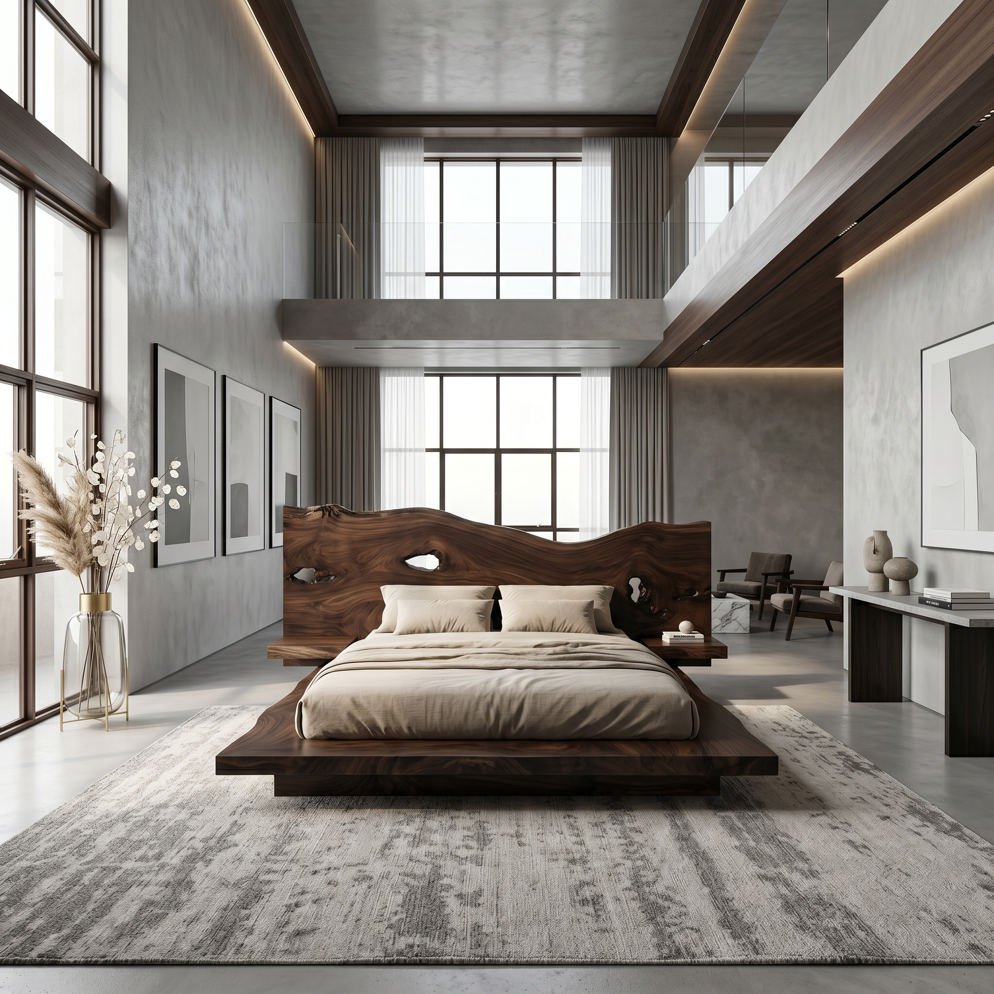 Modern Solid Wood Bed Frame With Floating Platform Design For Bedroom SINLSAWB134
