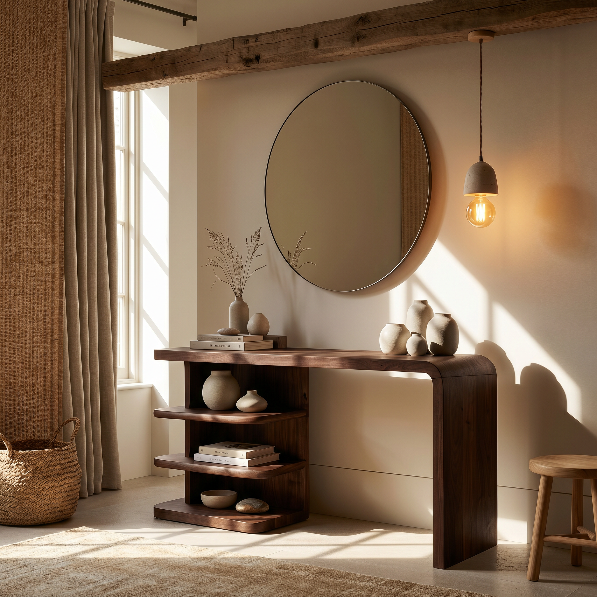 Modern Dressing Table With Integrated Side Storage For Bedroom SINLSABDT091