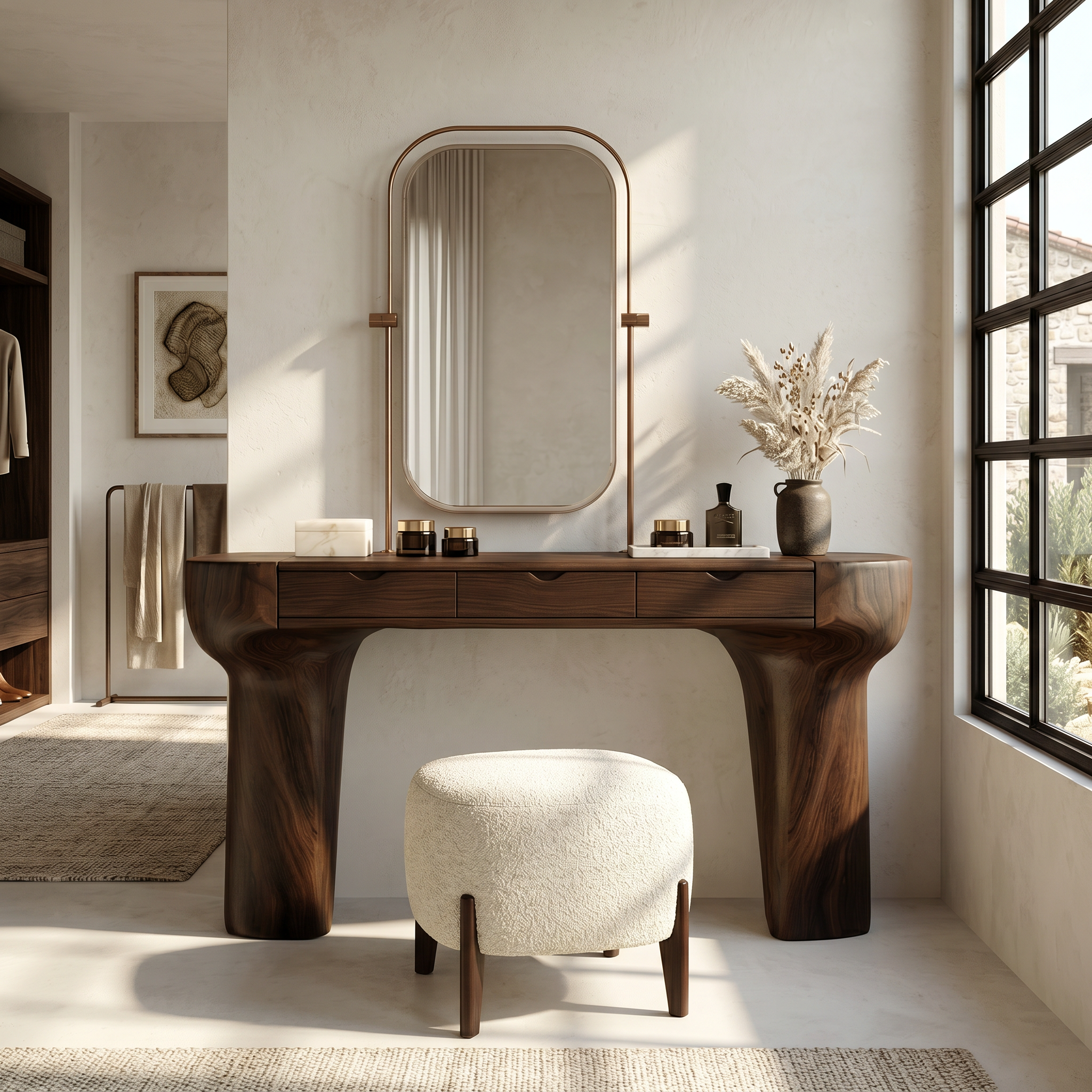 Rustic Dressing Table With Solid Wood Design For Bedroom SINLSABDT088