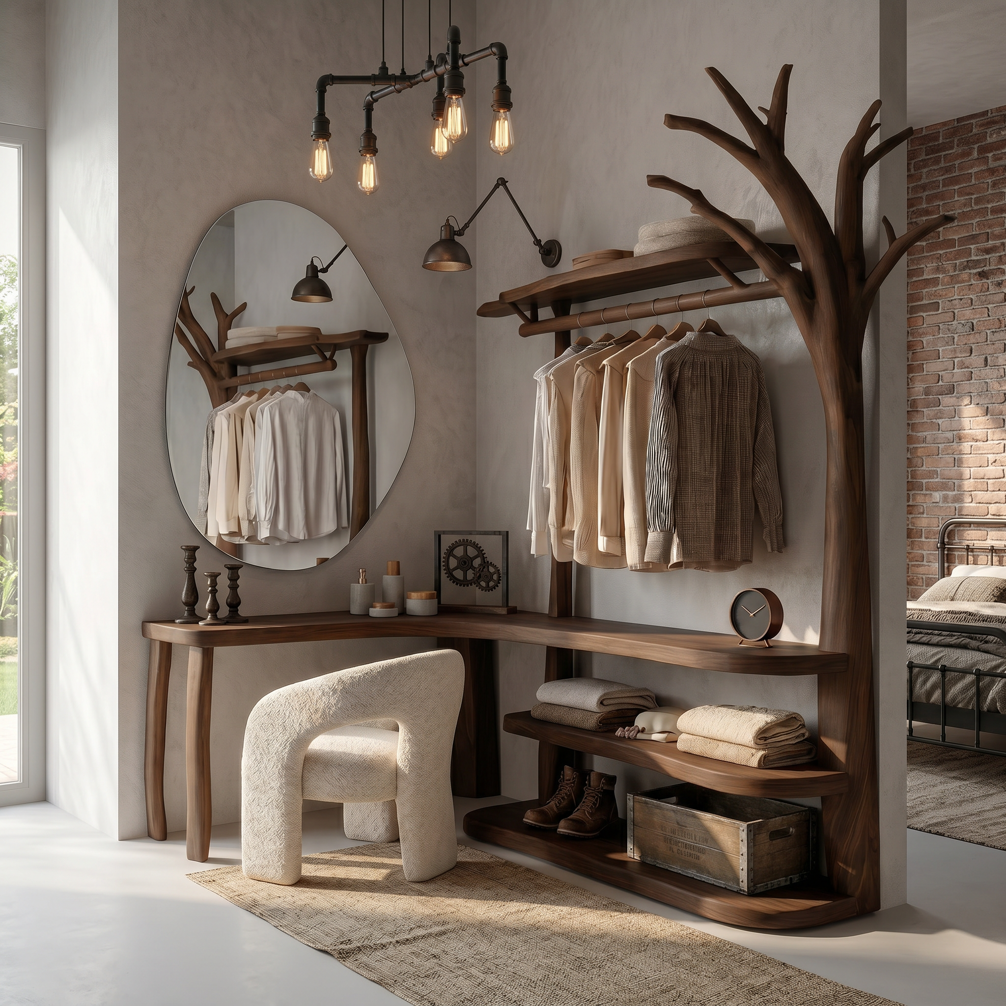 Natural Tree Coat Rack Corner Makeup Vanity Bedroom And Dressing Room SINLSATCR112