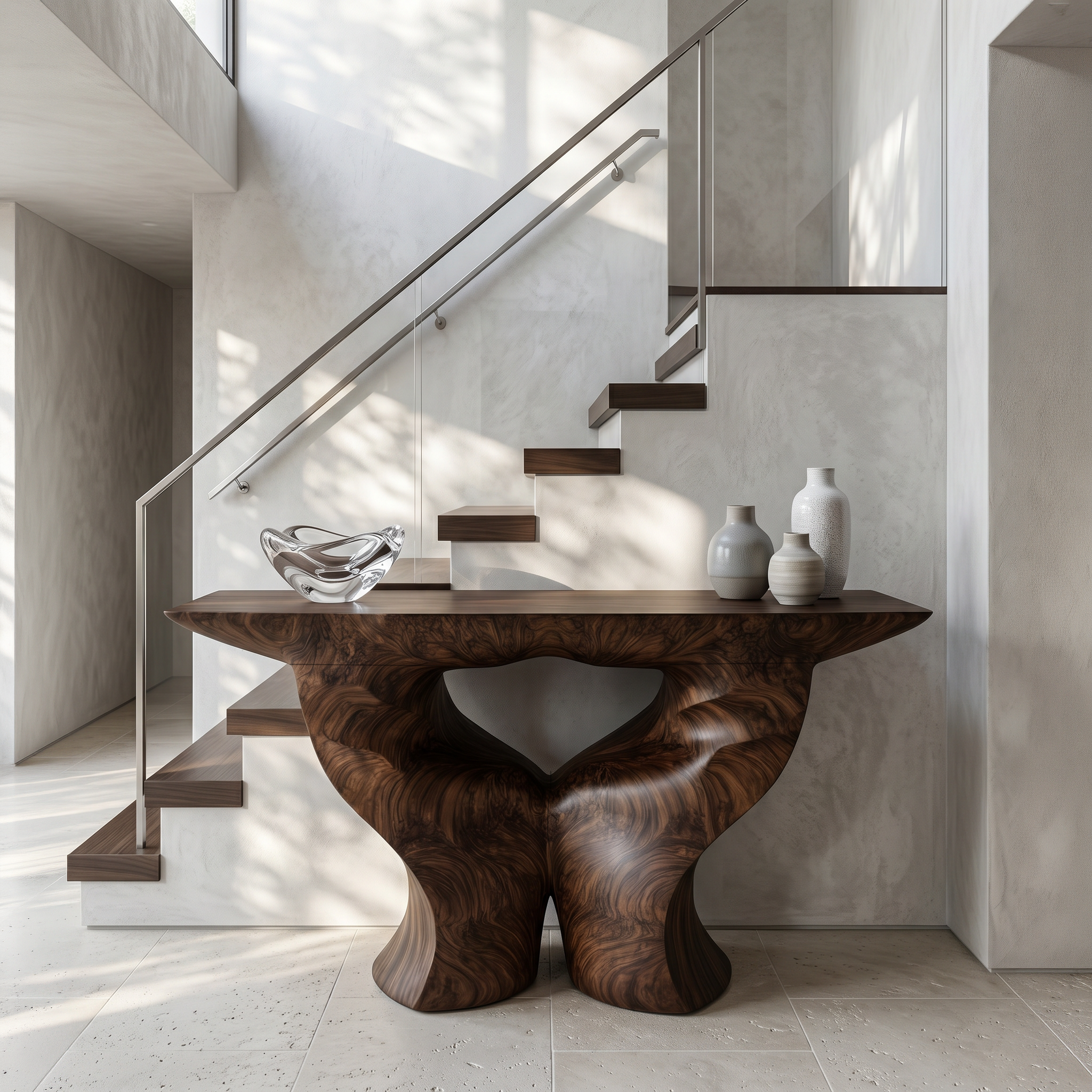 Organic Console Table With Artistic Nature Inspired Design For Living Room SINLSACS635