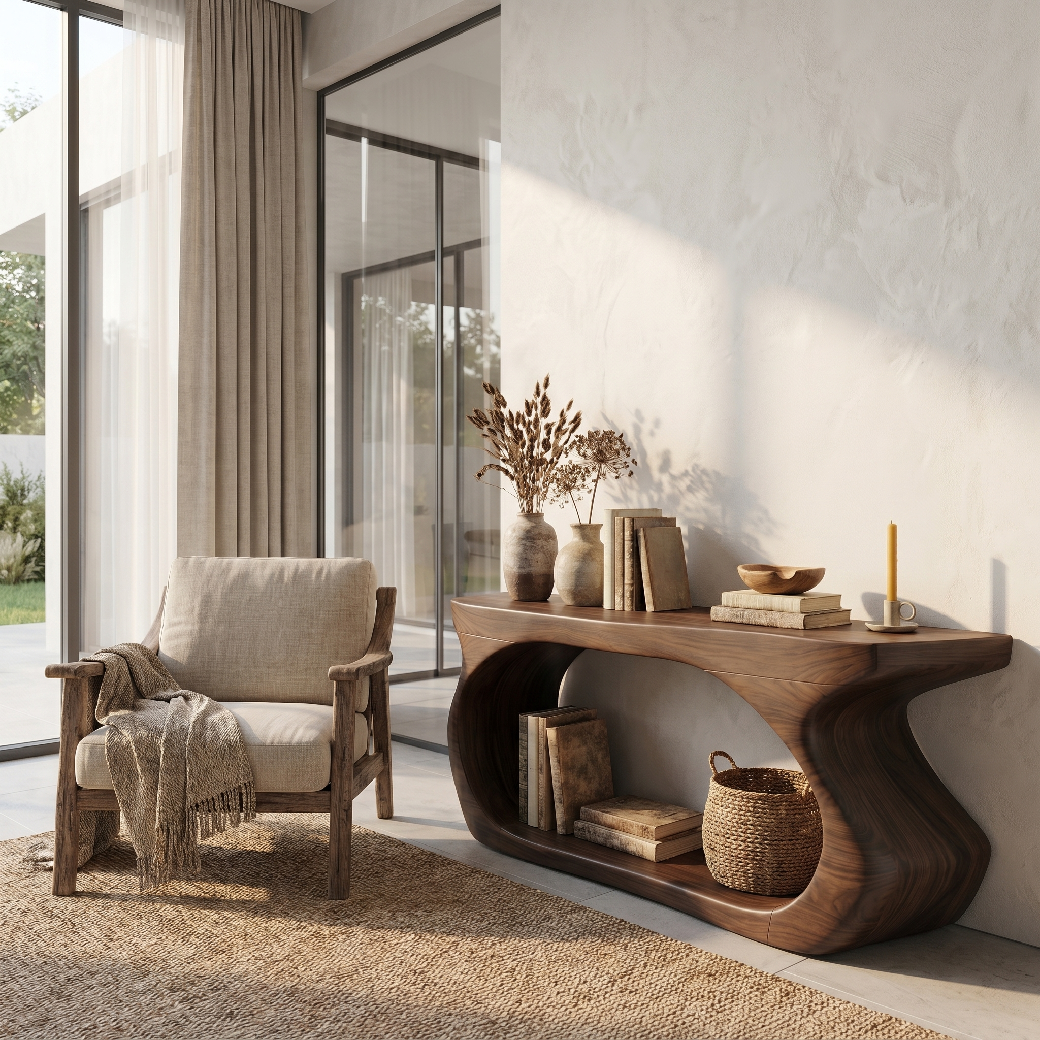Modern Console Table With Sculptural Circular Form For Entryway SINLSACS636