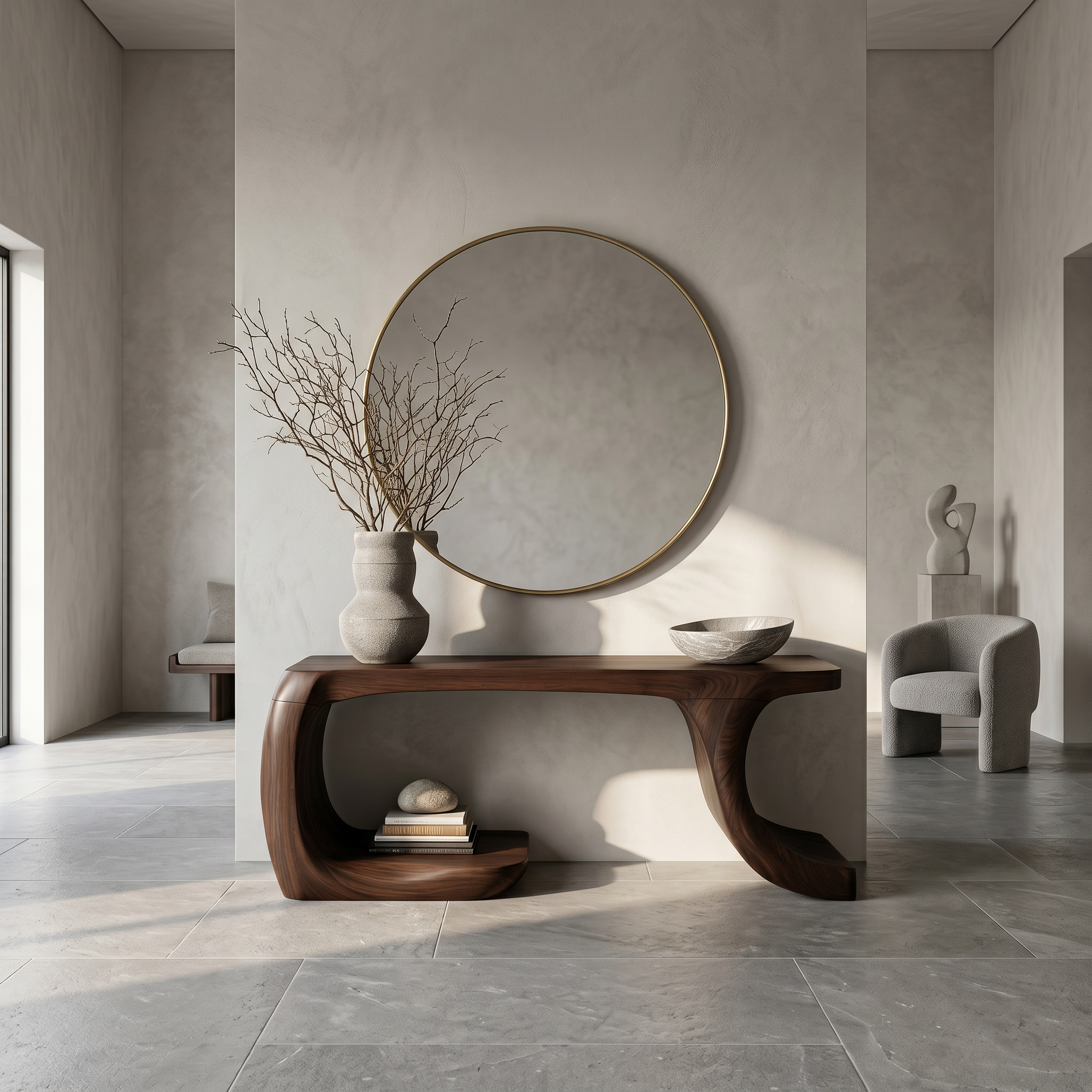 Modern Console Table With Organic Geometric Form For Hallway SINLSACS638