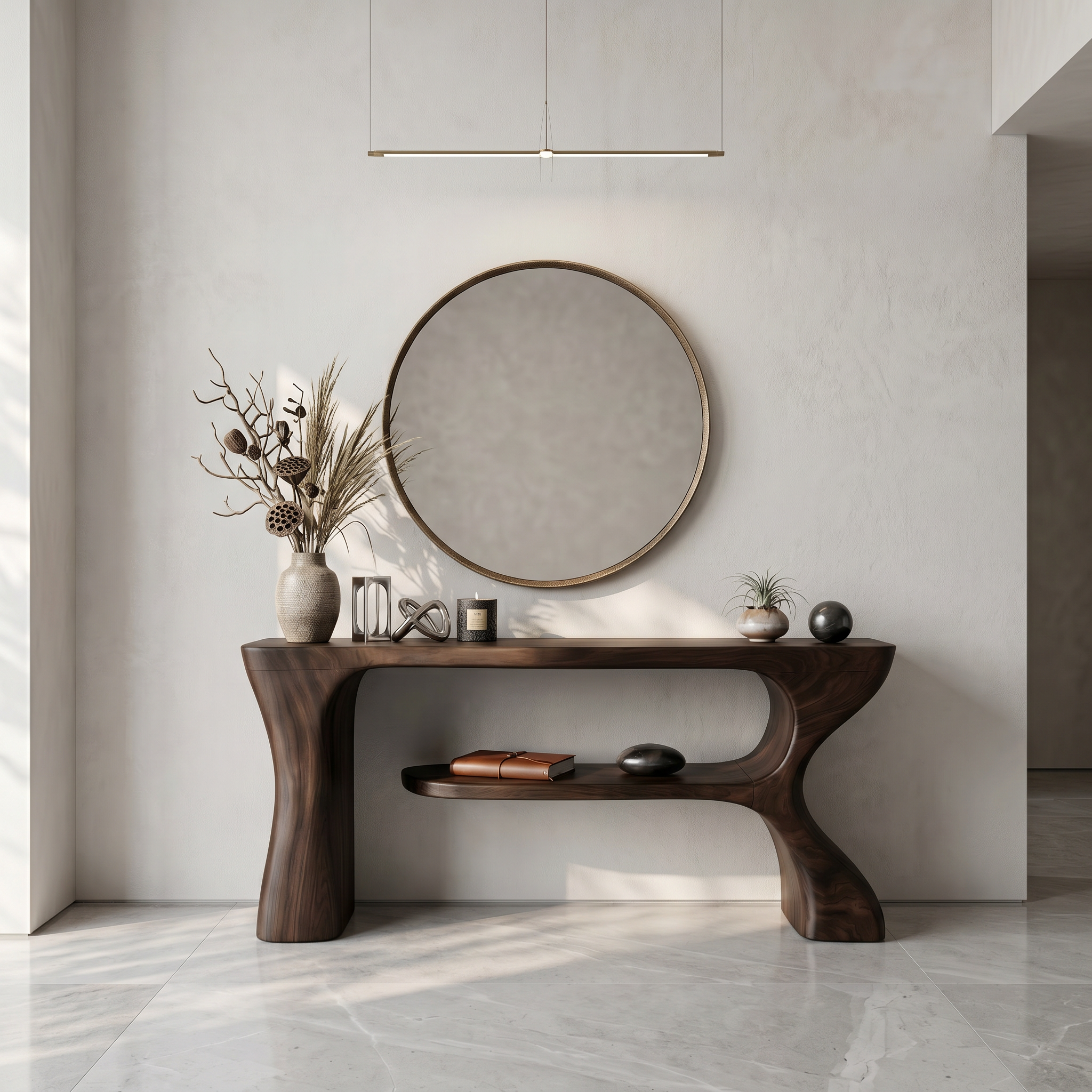 Organic Console Table With Sculptural Curved Form For Entryway SINLSACS639