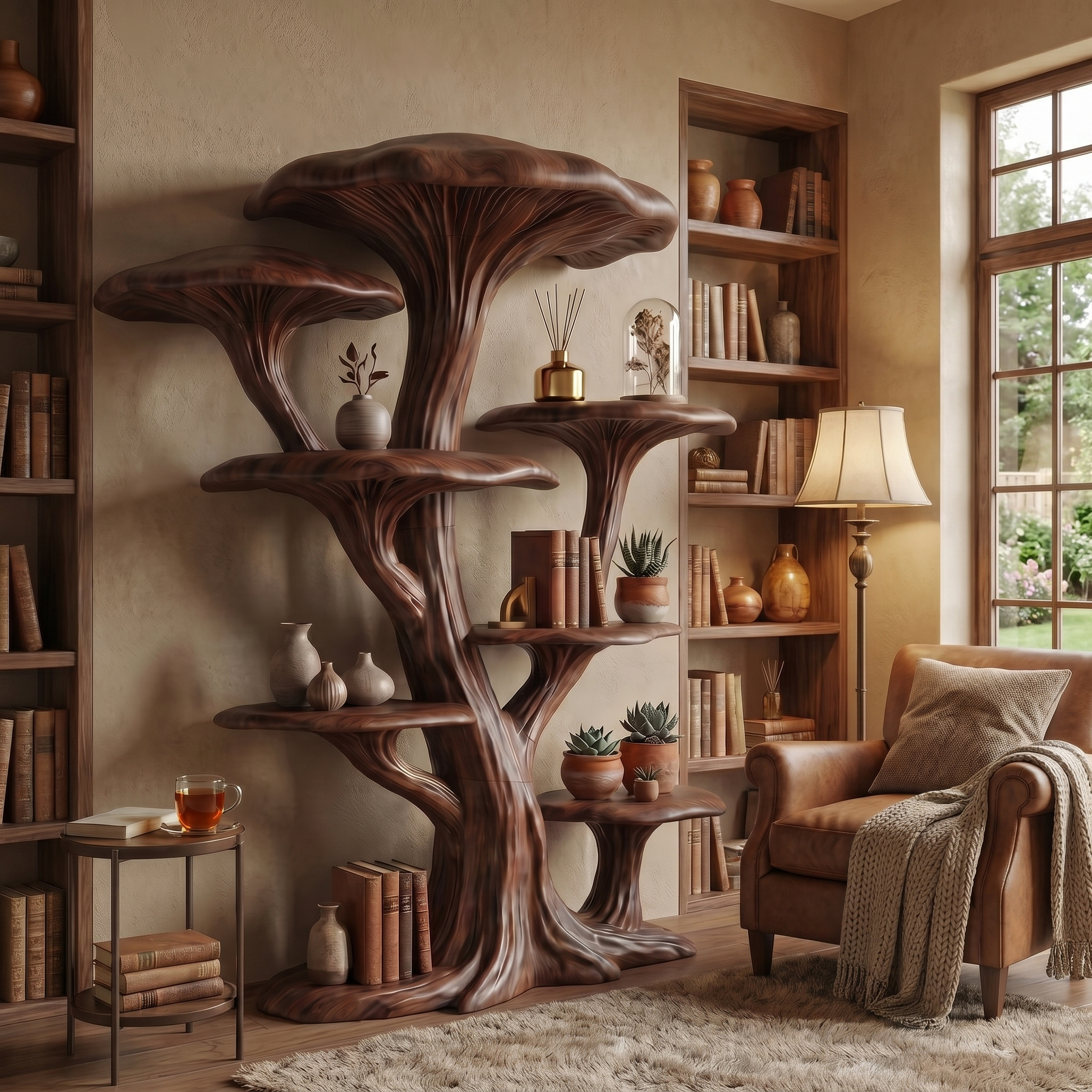 Modern Organic Mushroom Bookcase For Living Room And Bedroom SINLSATB729