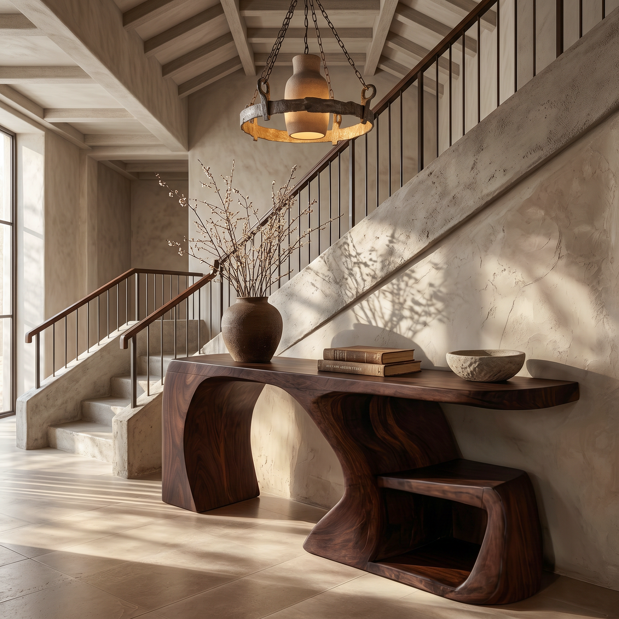 Modern Console Table With Architectural Curved Design For Entryway SINLSACS644