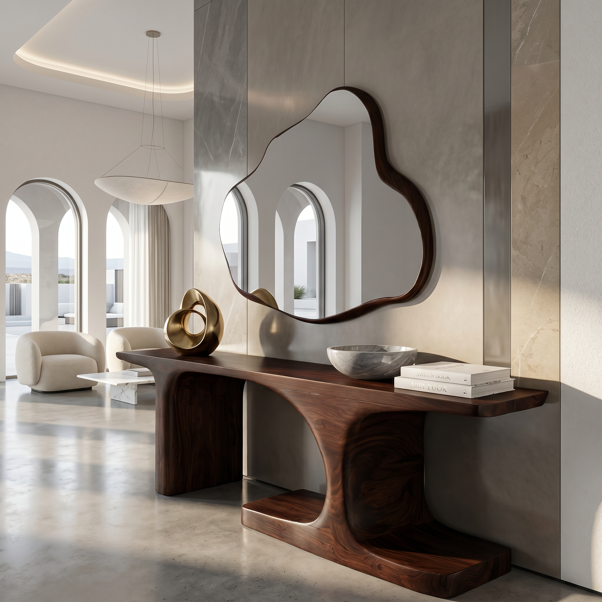 Organic Console Table With Sculptural Arched Form For Entryway SINLSACS646