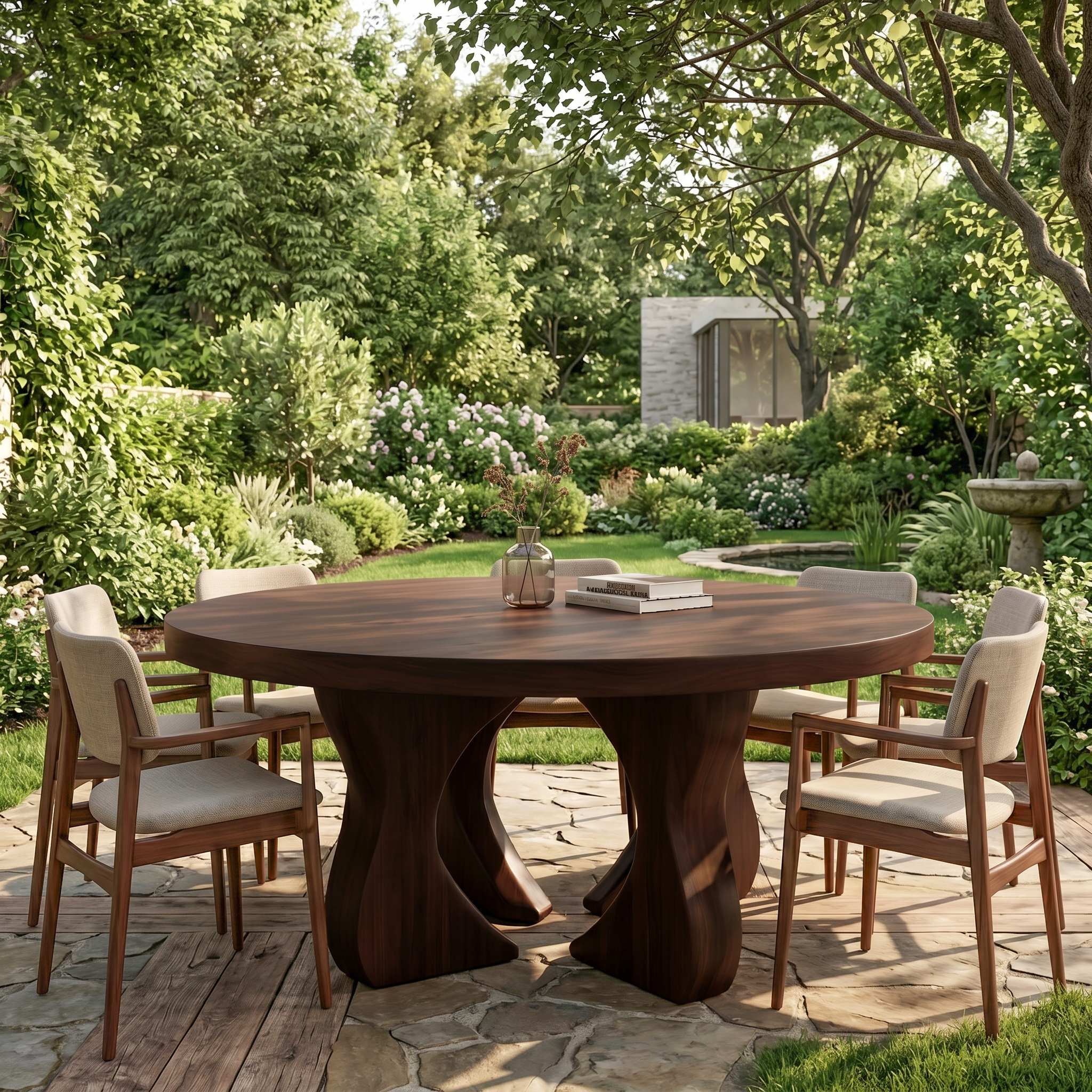 Modern Organic Round Dining Table For Dining Room And Kitchen SINLSADT172