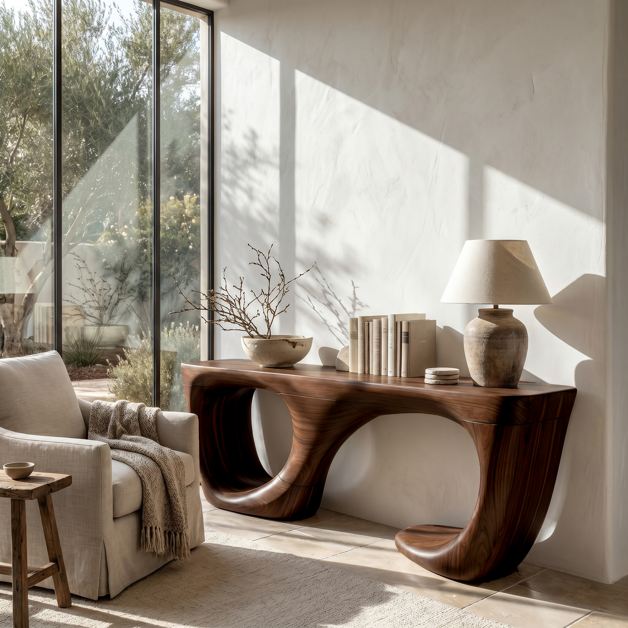 Contemporary Console Table With Curved Open Structure For Living Room SINLSACS650