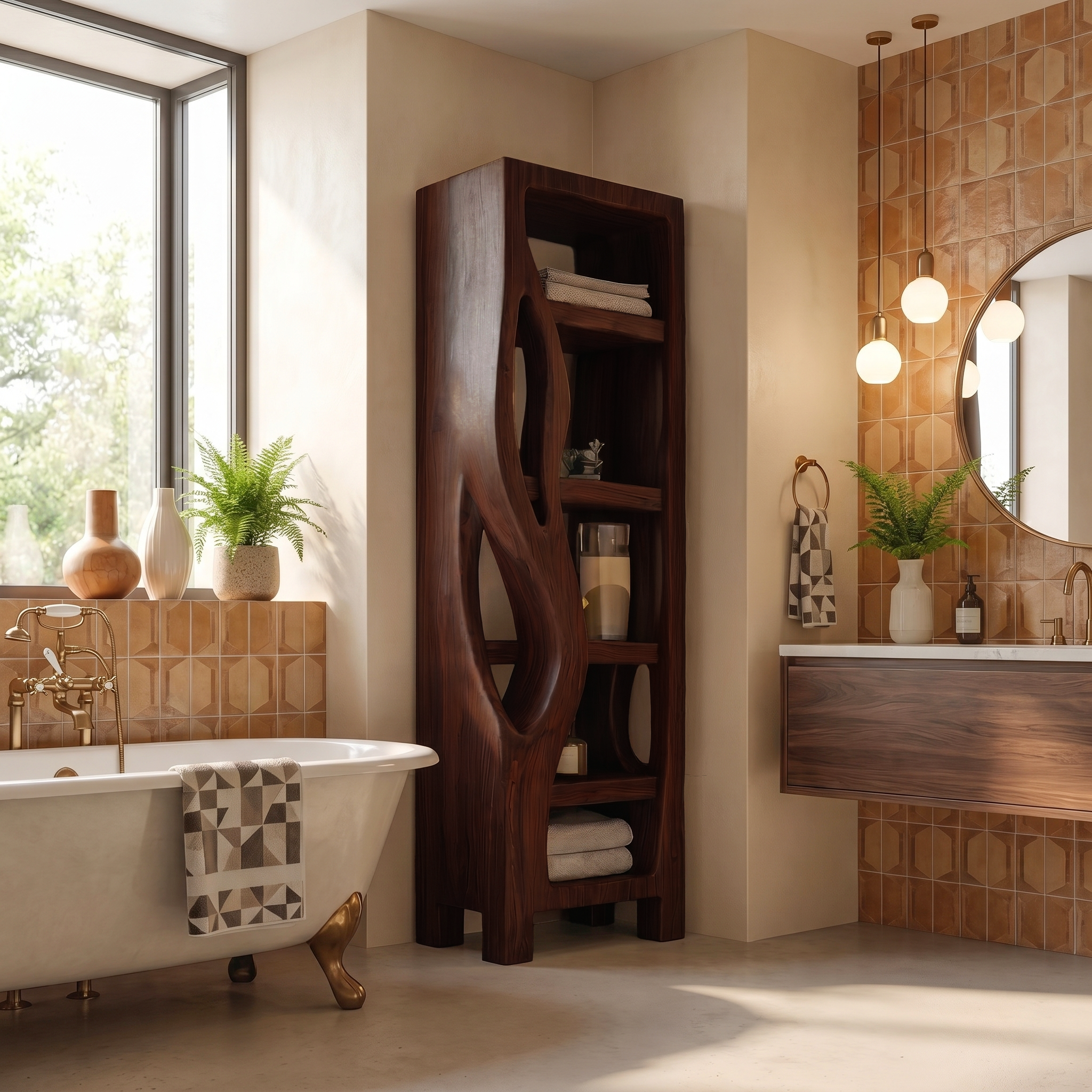 Rustic Bathroom Cabinet With Organic Branch Design For Bathroom SINLSABCT034