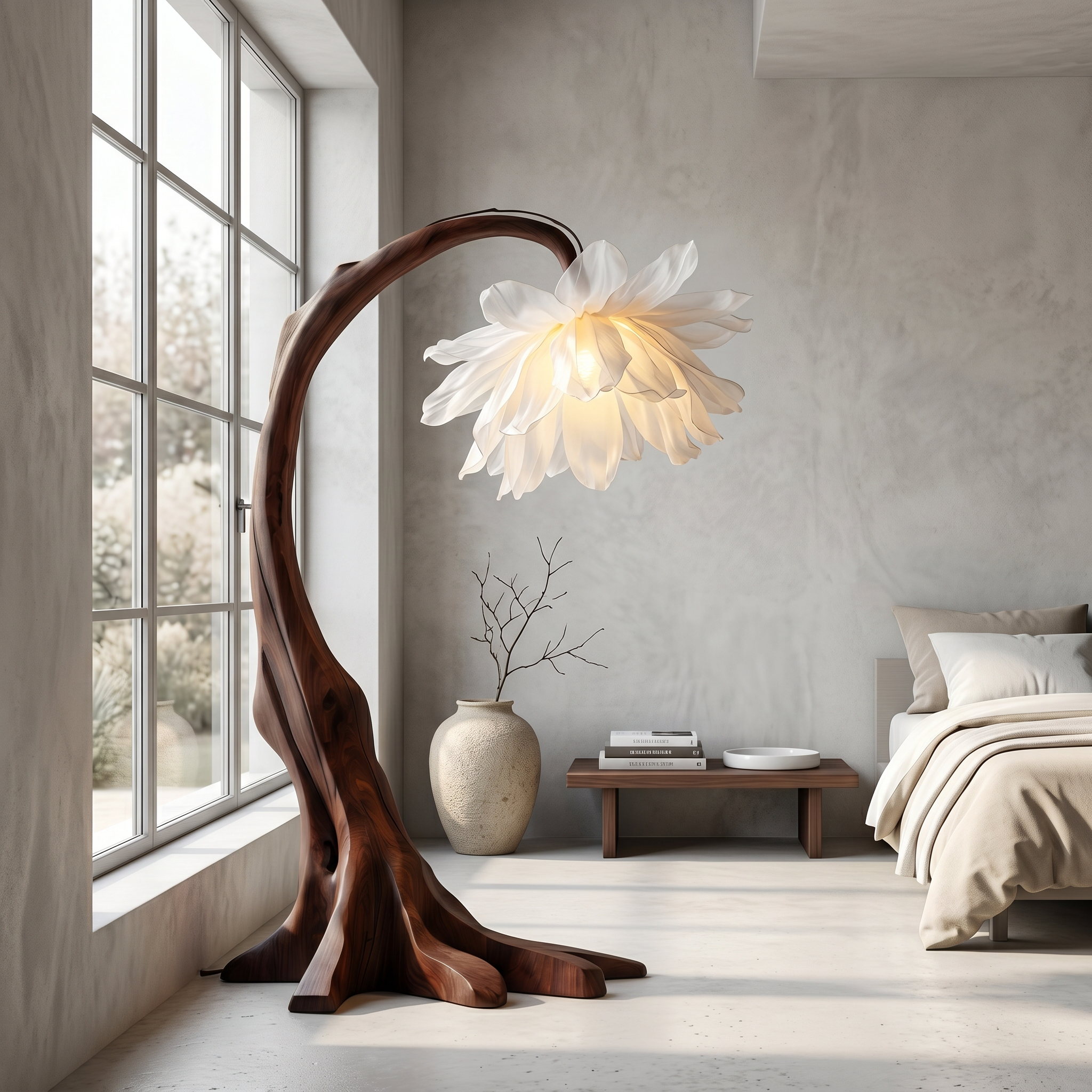 Contemporary Floor Lamp With Sculptural Floral Design For Living Room And Bedroom SINLSAFLP098