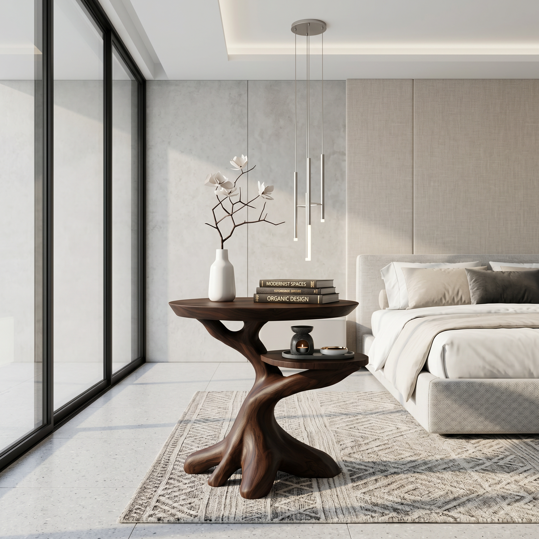 Modern Side Table With Organic Tree Root Silhouette For Living Room And Bedroom SINLSABT268