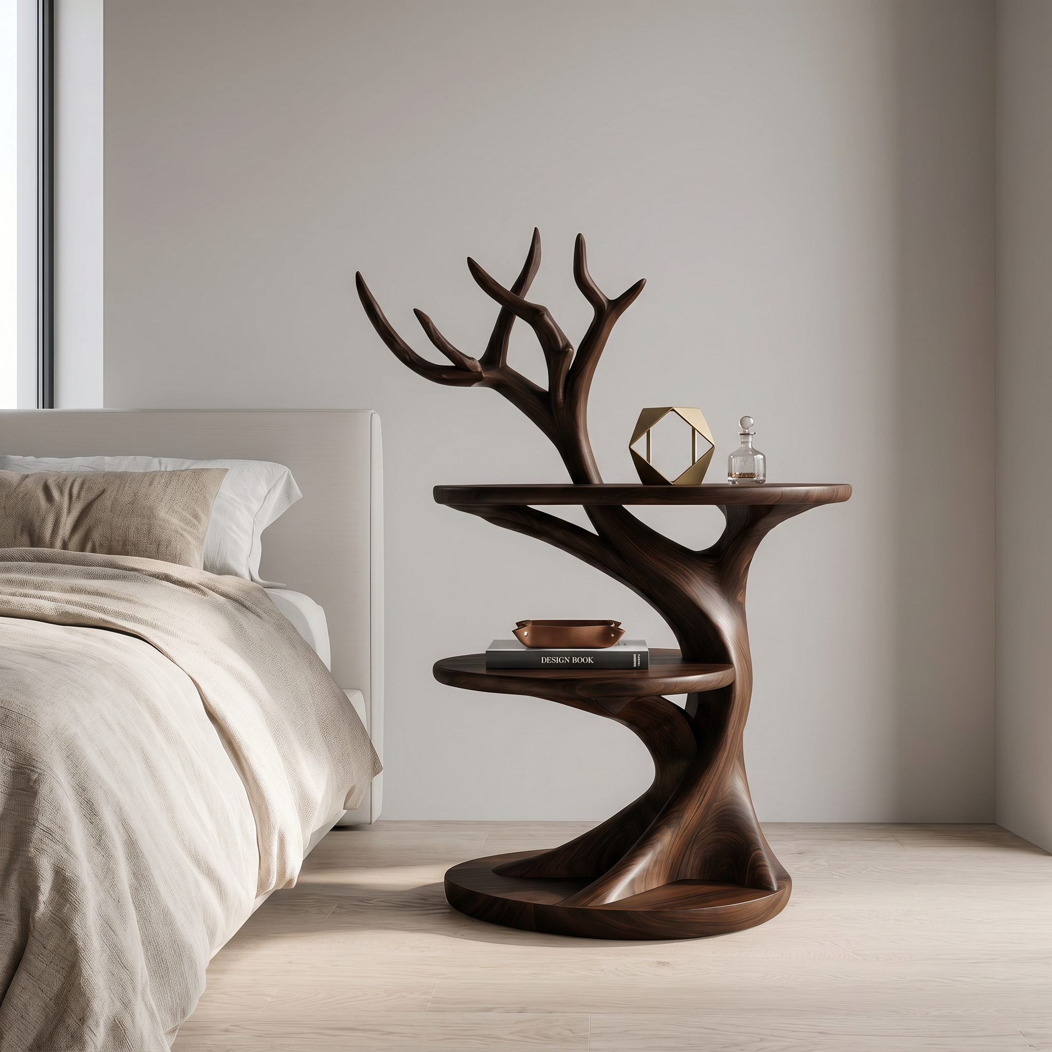 Organic Bedside Table With Sculptural Tree Branch Form For Bedroom And Reading Nook SINLSABT269
