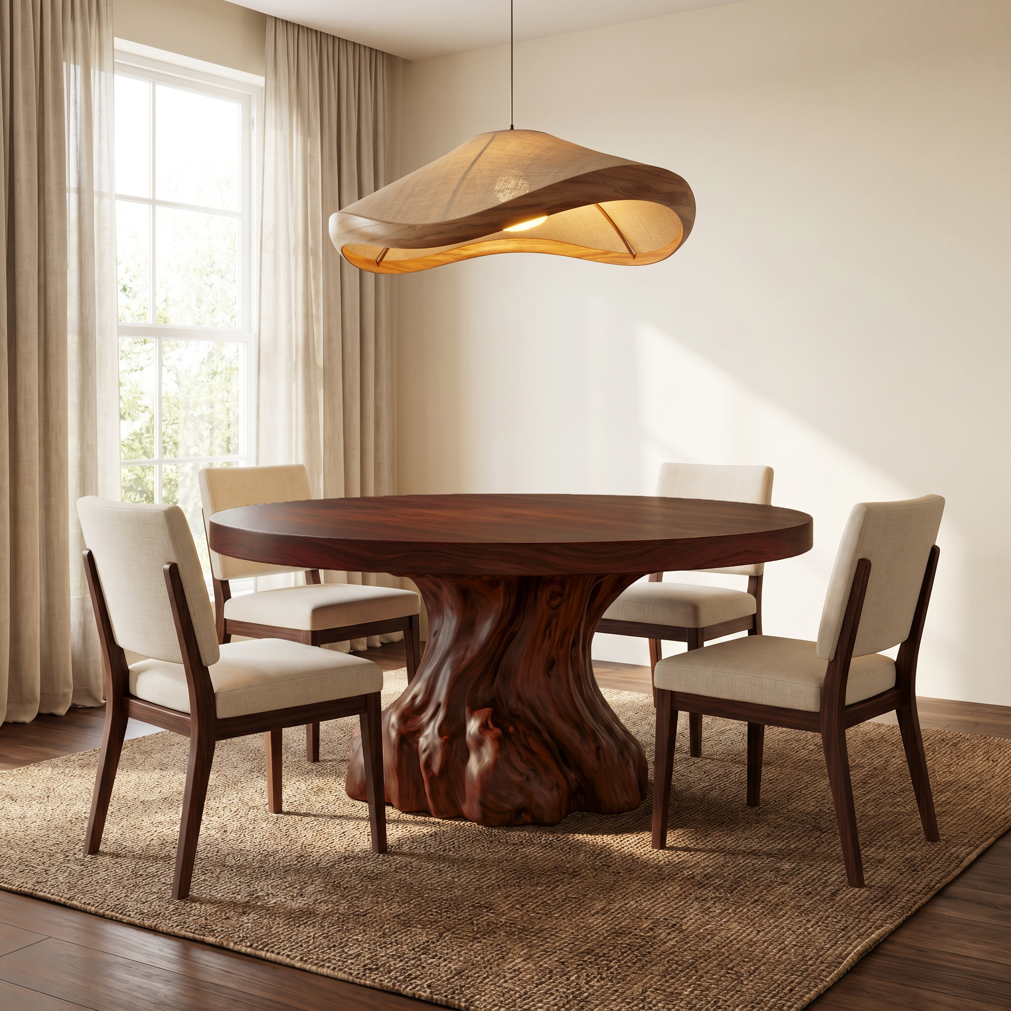 Rustic Tree Root Round Dining Table For Dining Room And Kitchen SINLSADT176