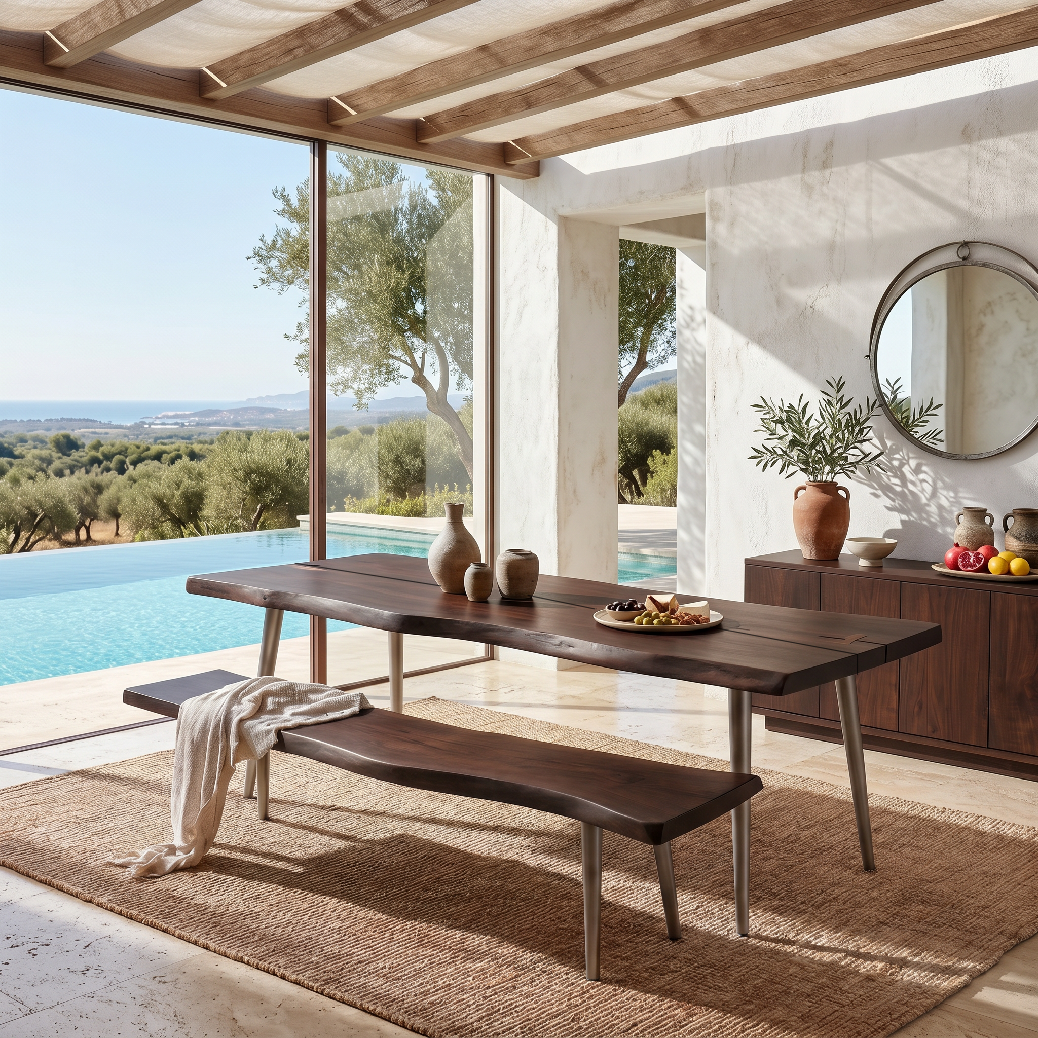 Rustic Dining Table With Trestle Wood Base For Dining Room SINLSADT189