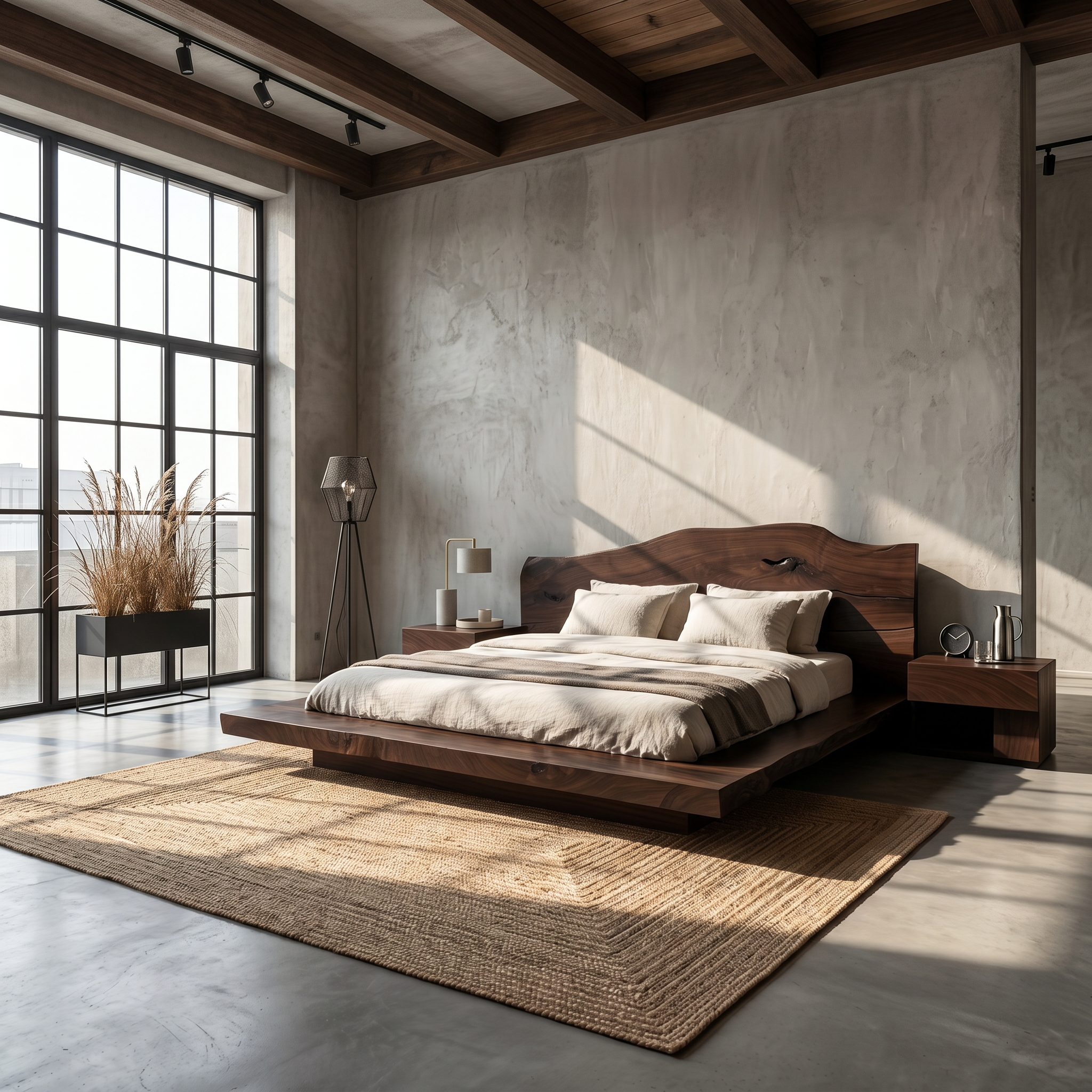 Modern Platform Bed Frame With Low Profile Solid Wood Design For Bedroom SINLSAWB126