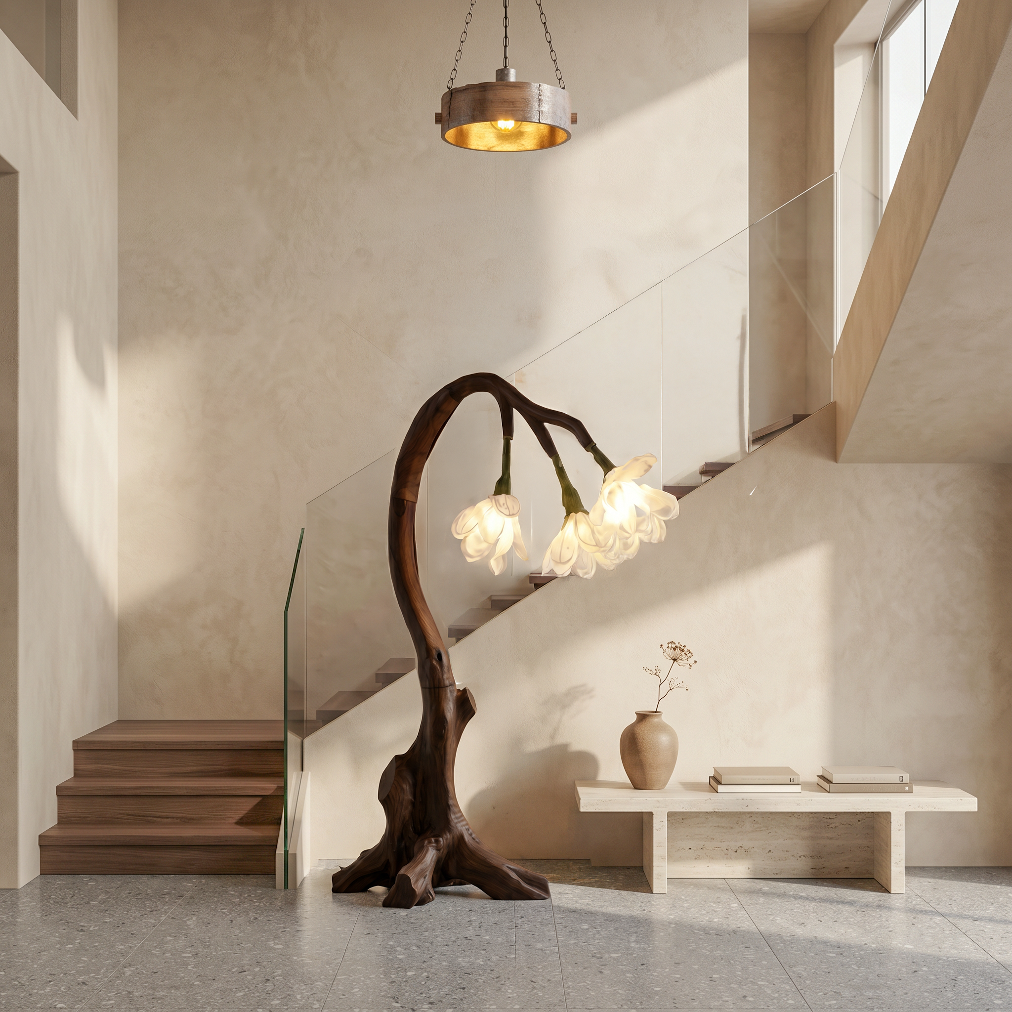 Organic Modern Floral Floor Lamp For Living Room And Bedroom SINLSAFLP080
