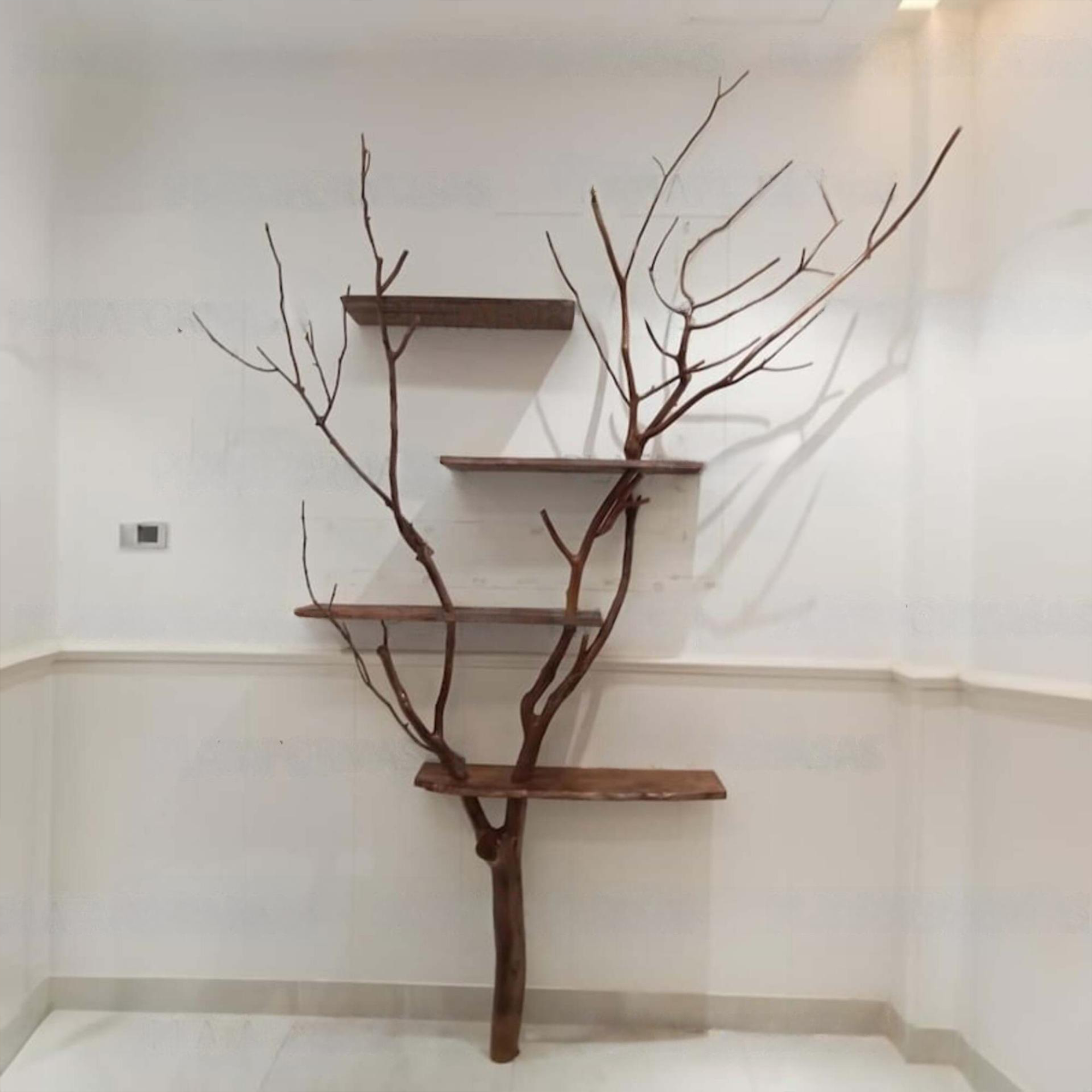 Tree Bookshelf Wild Mulberry Wood Wall Mounted Design For Living Room SINLTB001