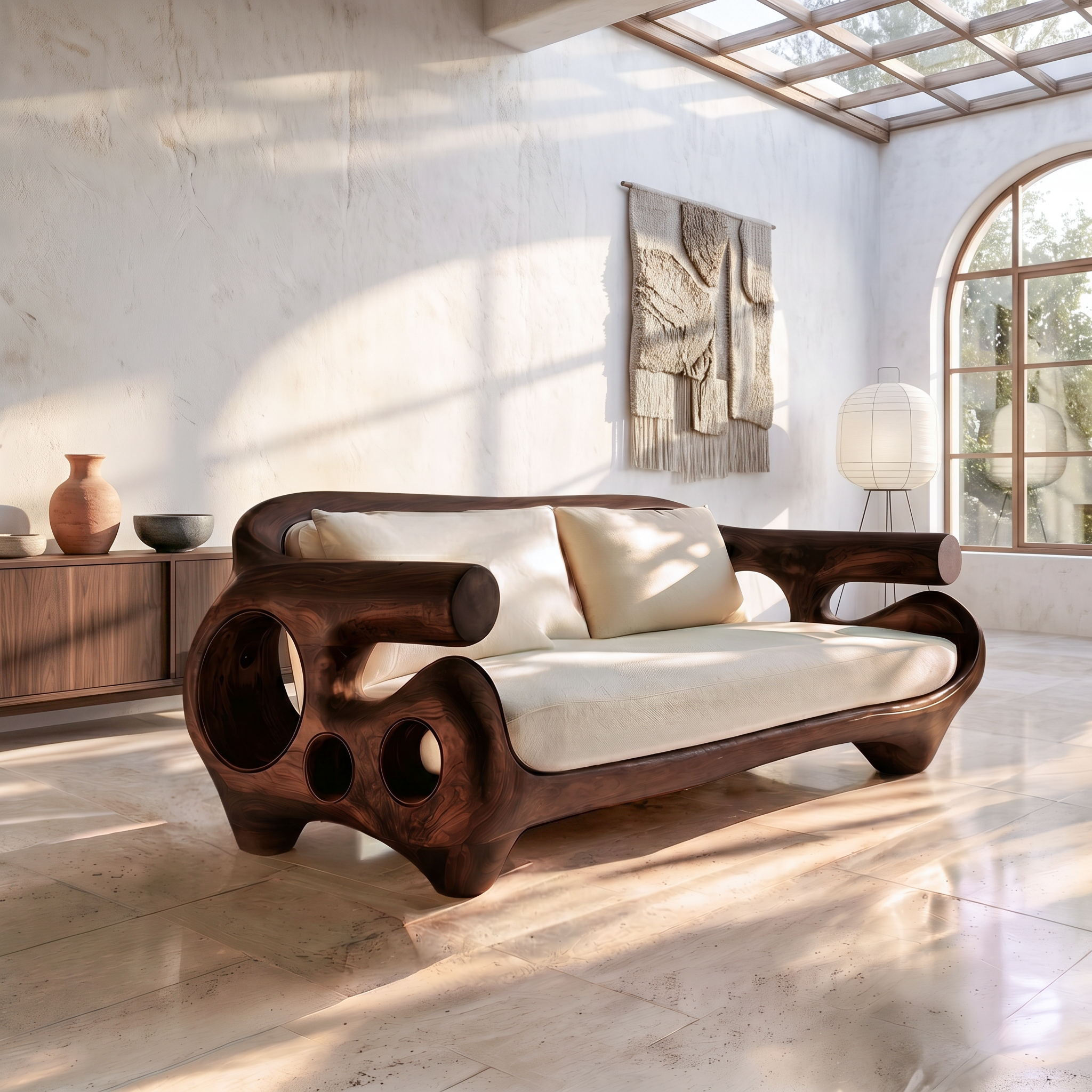 Minimalist Sofa Frame With Solid Wood Artistic Arms For Living Room SINLSASF043