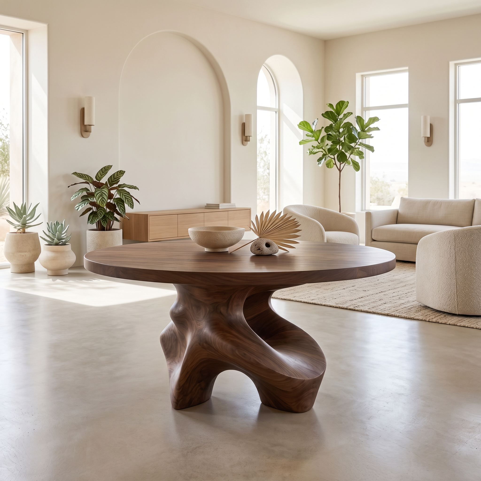 Minimalist Foyer Table Handcrafted Organic Base For Entryway SINLSAFT049