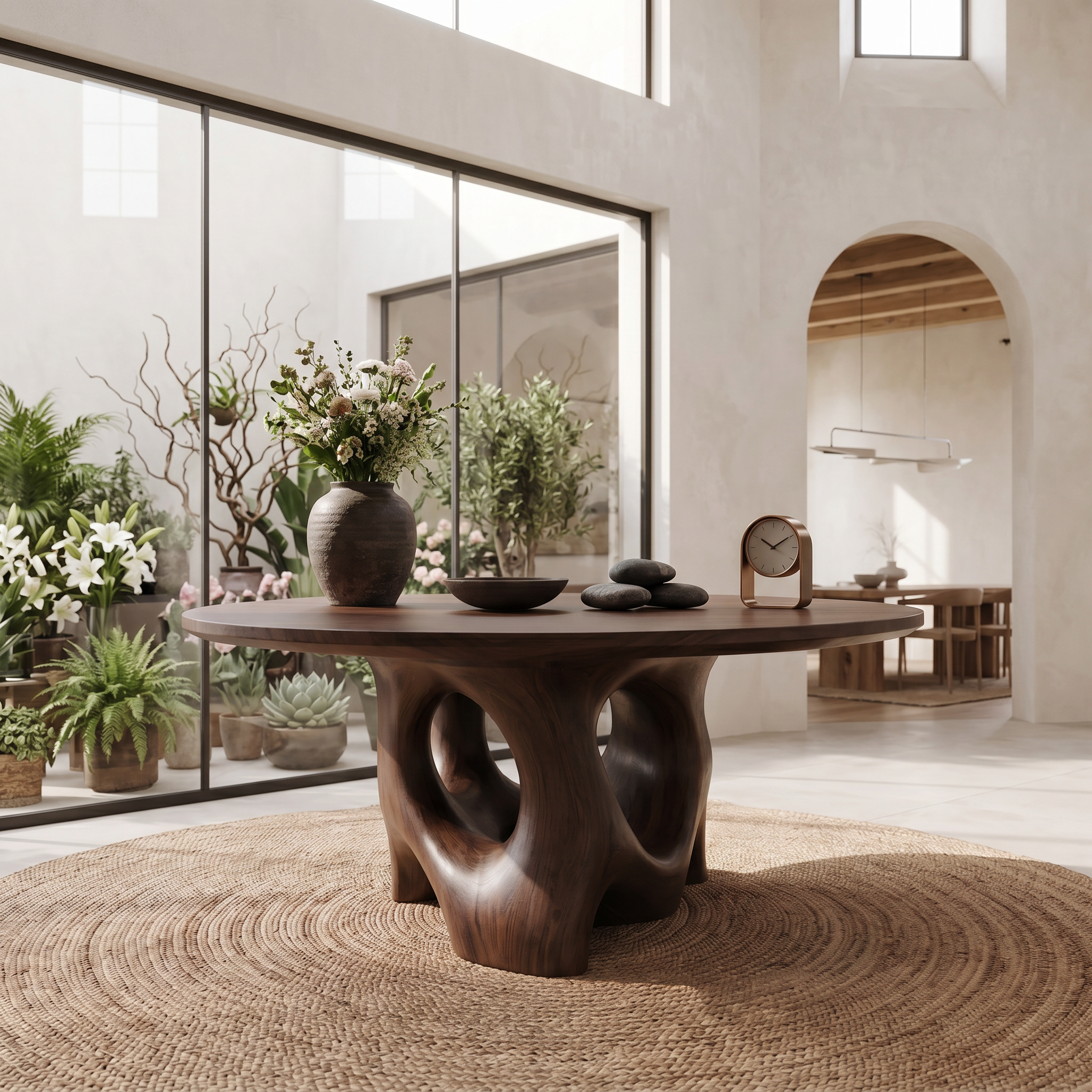 Natural Foyer Center Table With Organic Spiral Form For Entryway And Living Room SINLSAFT055