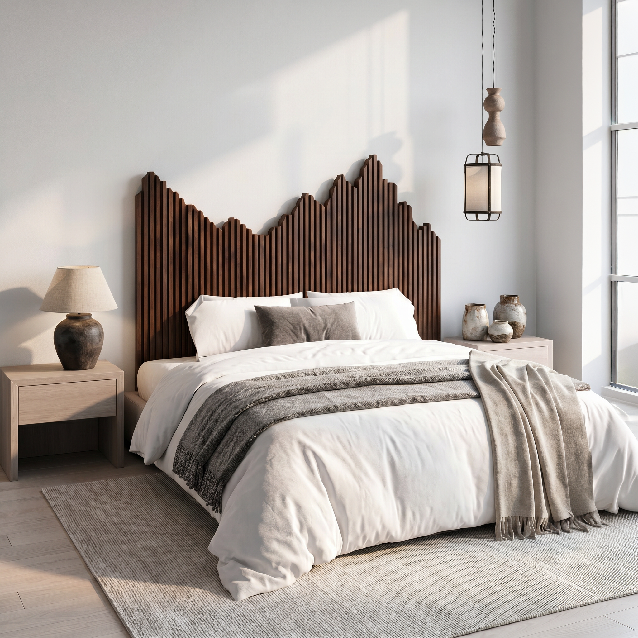 Organic Headboard Wooden Bed Headboard For Bedroom SINLSAHB034