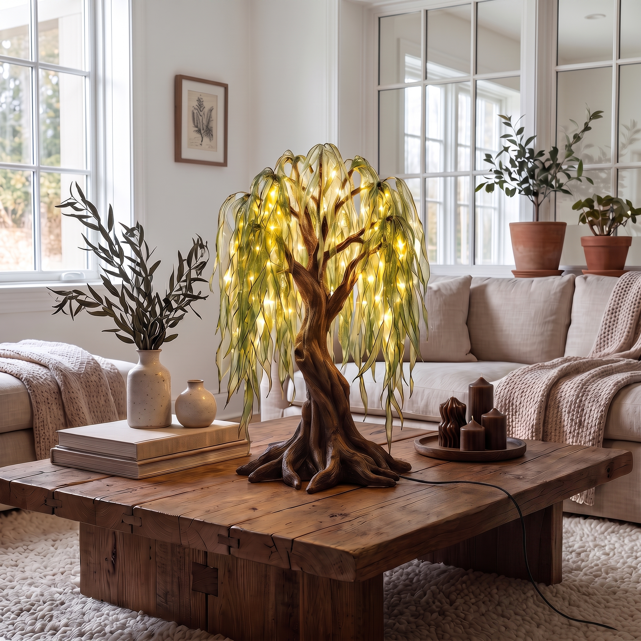 Farmhouse Tree Table Lamp For Living Room Decor SINLSATL013