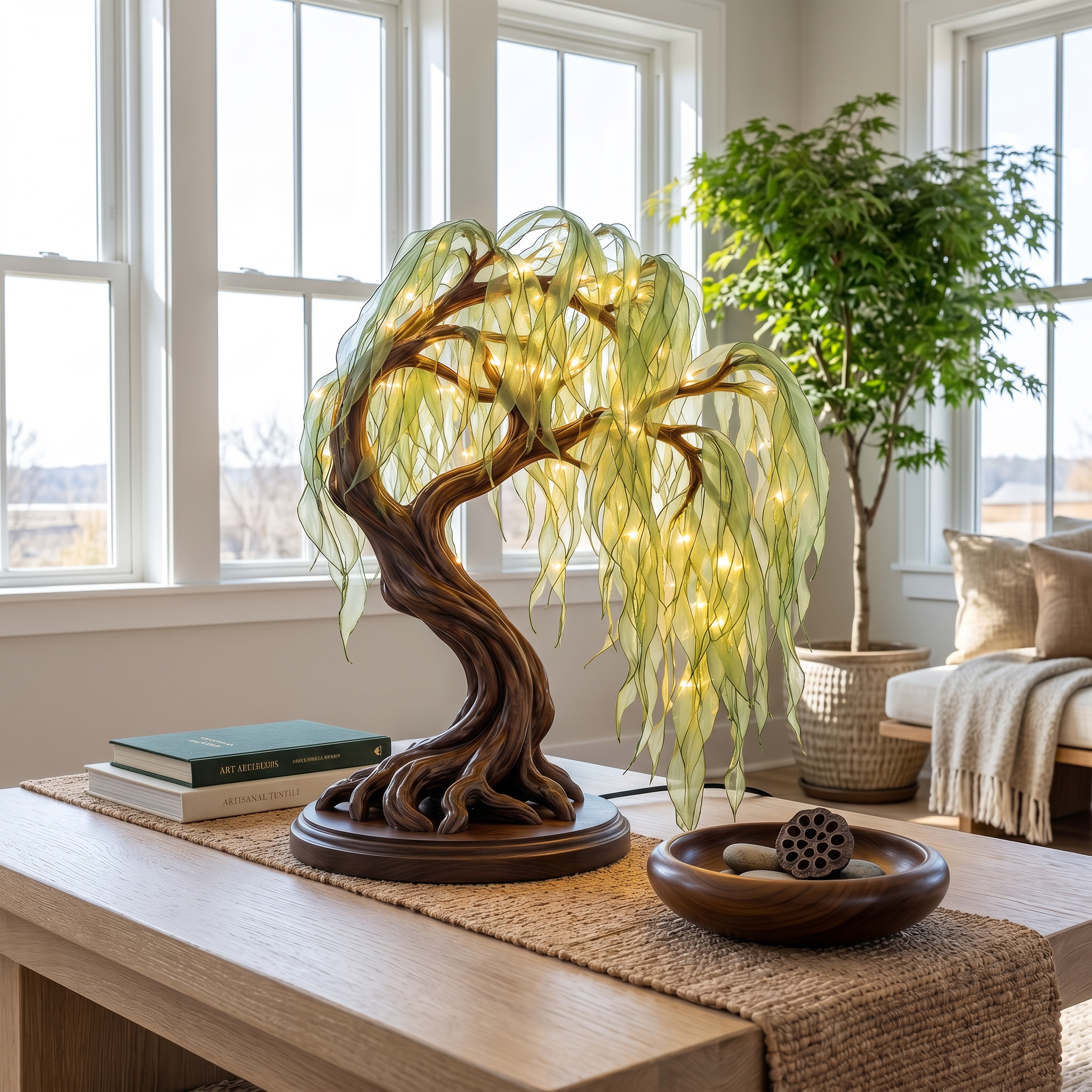 Japandi Bonsai Tree Table Lamp For Nightstand SINLSATL015