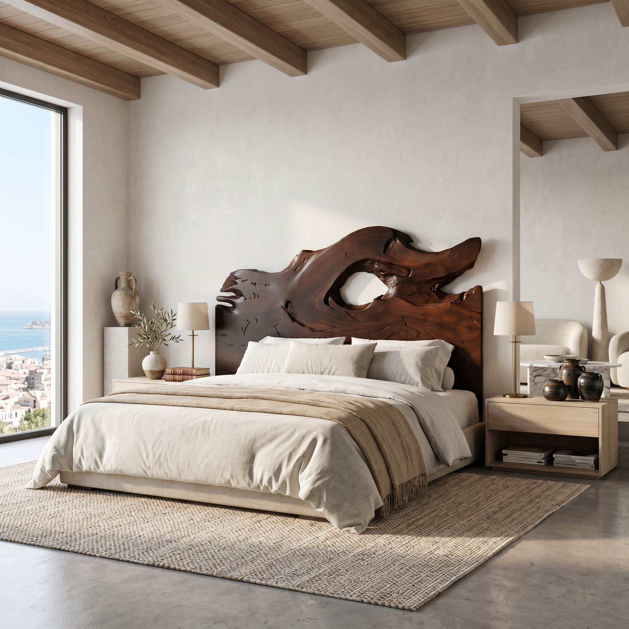 Organic Driftwood Headboard Wooden Bed Headboard For Bedroom SINLSAHB042