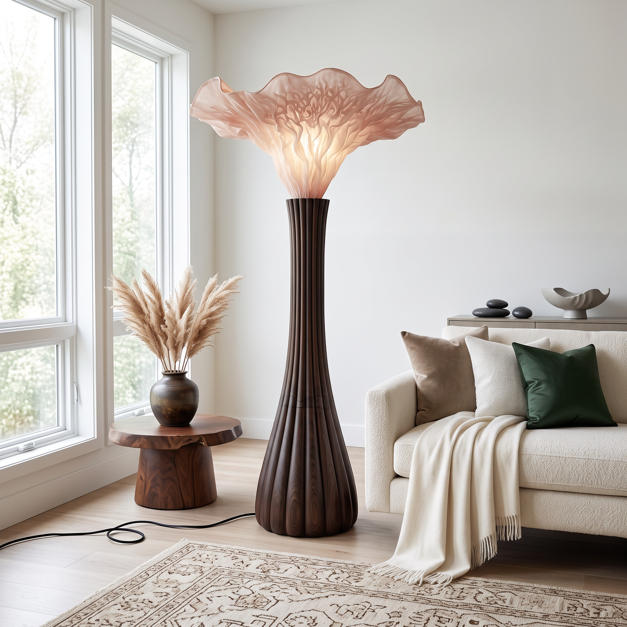 Japandi Floor Lamp Sculptural Mushroom Form Bedroom SINLSAFLP137