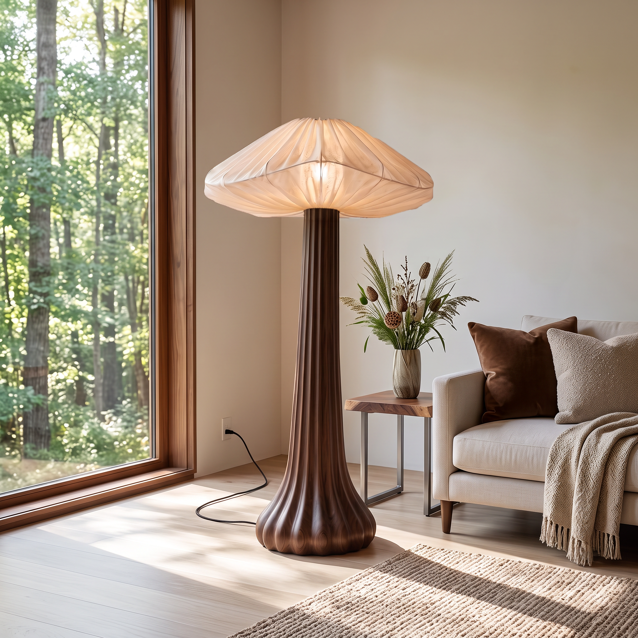 Contemporary Floor Lamp Organic Mushroom Design Reading Corner SINLSAFLP133