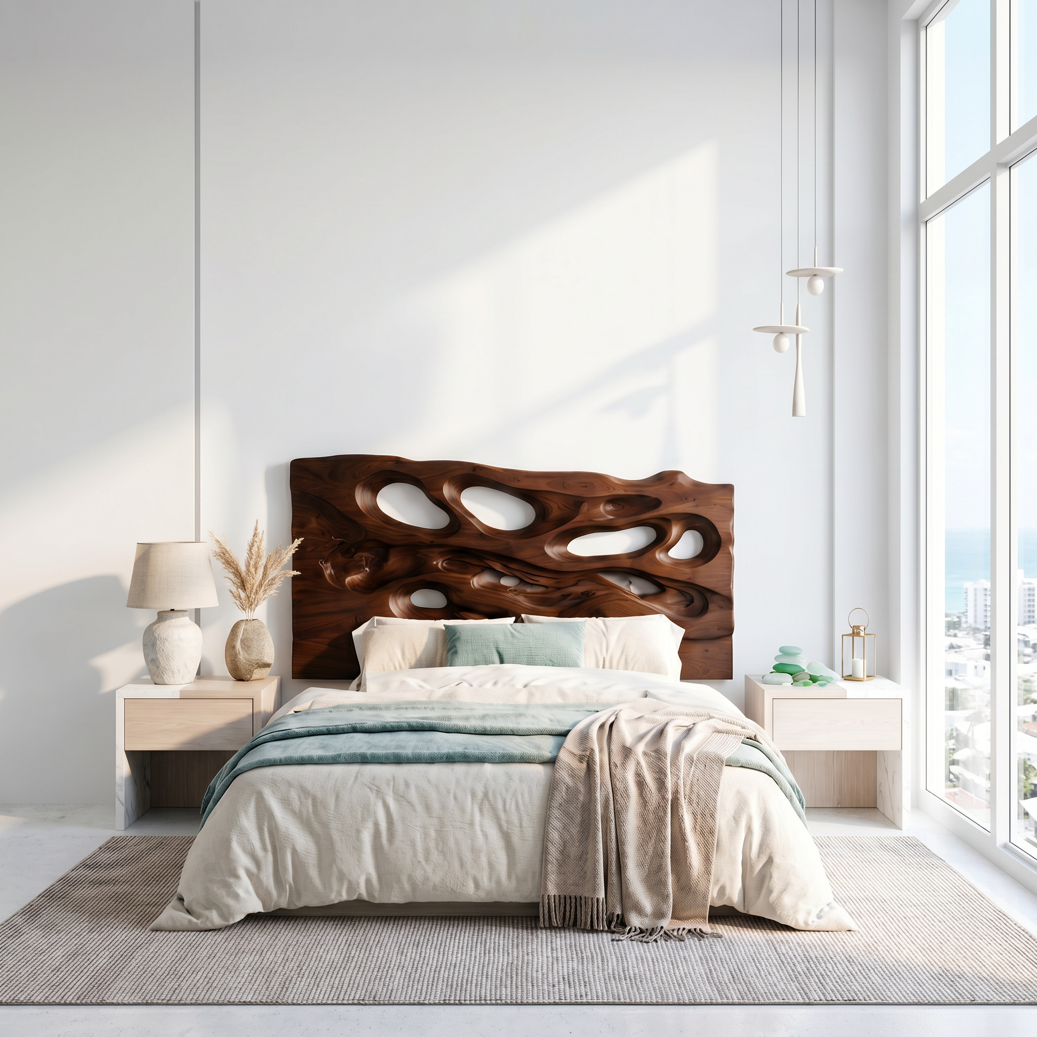 Contemporary Cutout Headboard Wooden Bed Headboard For Bedroom SINLSAHB052