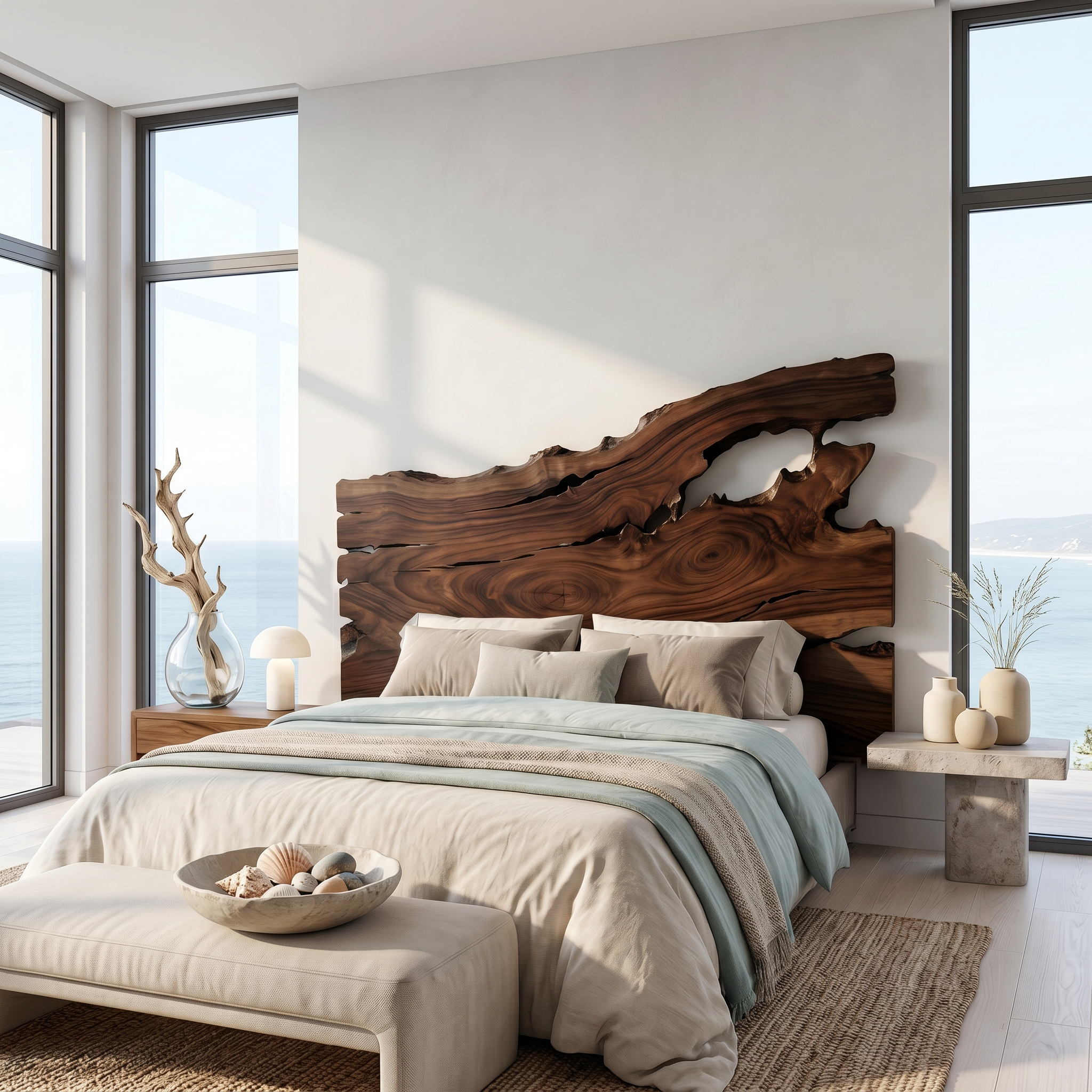 Organic Driftwood Headboard Wooden Bed Headboard For Bedroom SINLSAHB057