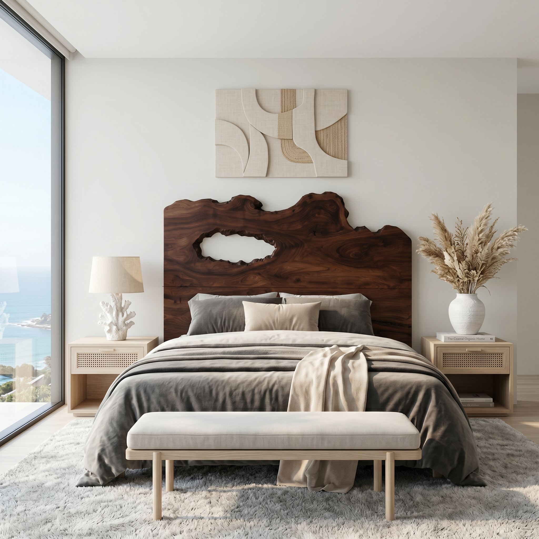 Rustic Natural Knot Headboard Wooden Bed Headboard For Bedroom SINLSAHB060