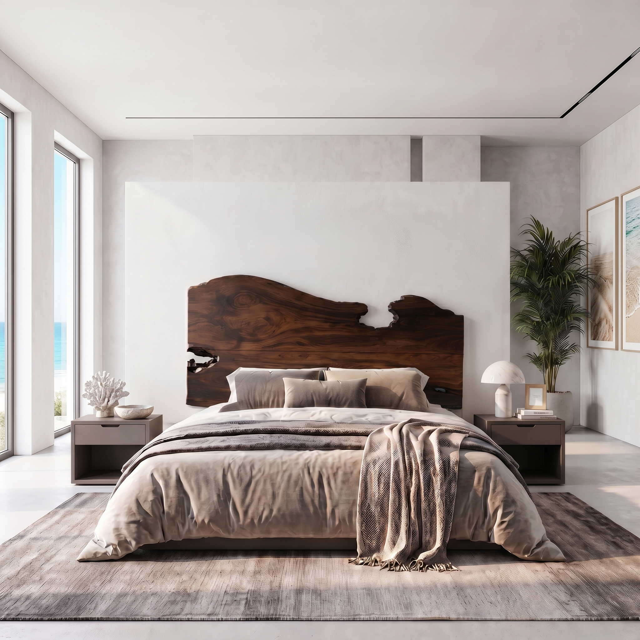 Contemporary Live Edge Headboard Wooden Bed Headboard For Bedroom SINLSAHB061