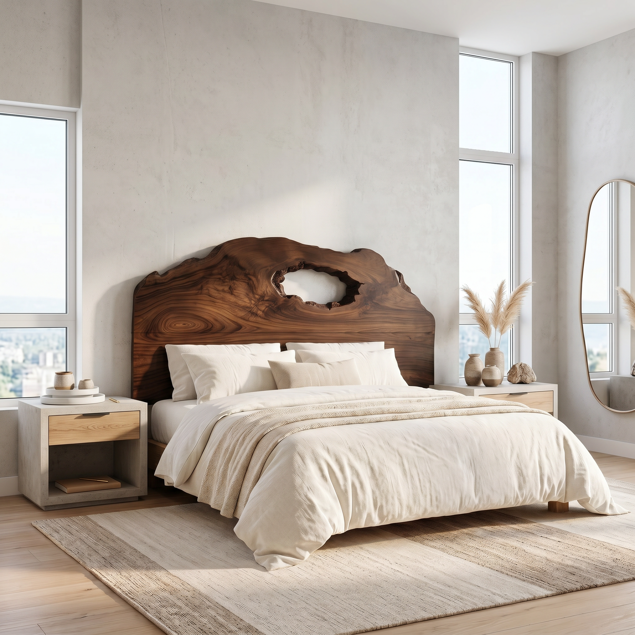 Organic Headboard Wooden Bed Headboard For Bedroom SINLSAHB065