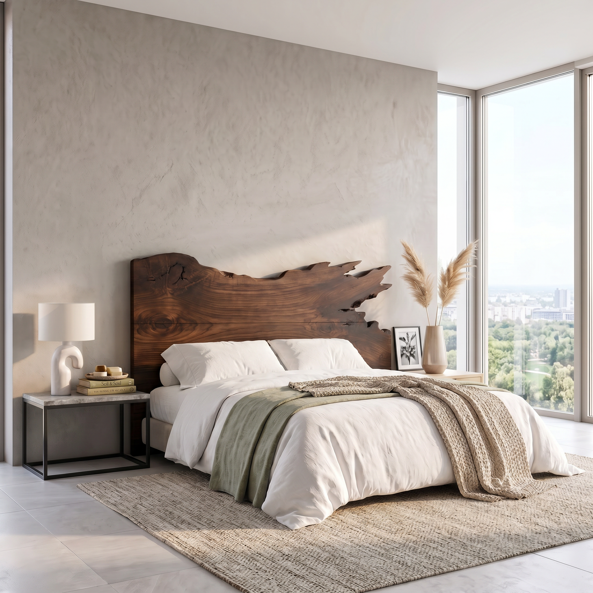 Modern Split Edge Headboard Wooden Bed Headboard For Bedroom SINLSAHB068