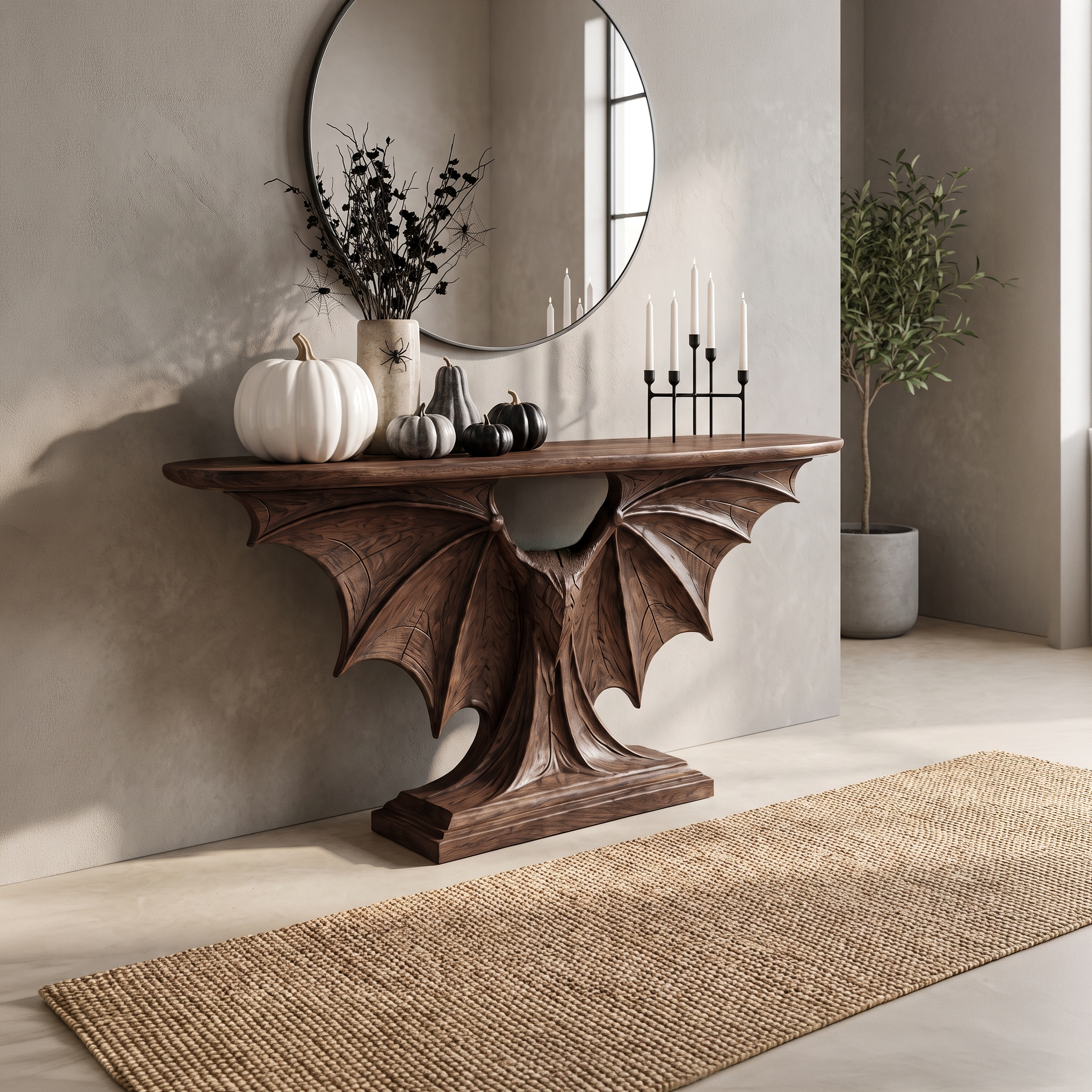 Modern Console Table Handcrafted Sculptural Design For Living Room Entryway SINLSACS677